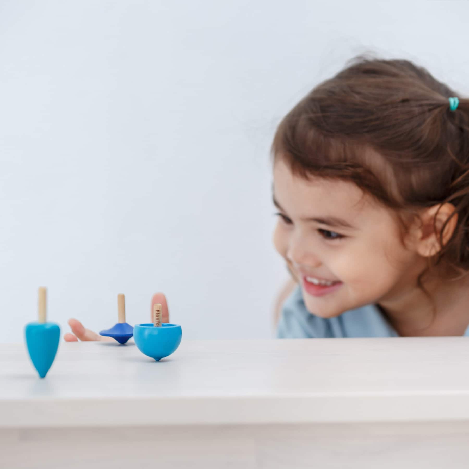PlanToys Mini Wooden Spinning Tops Set