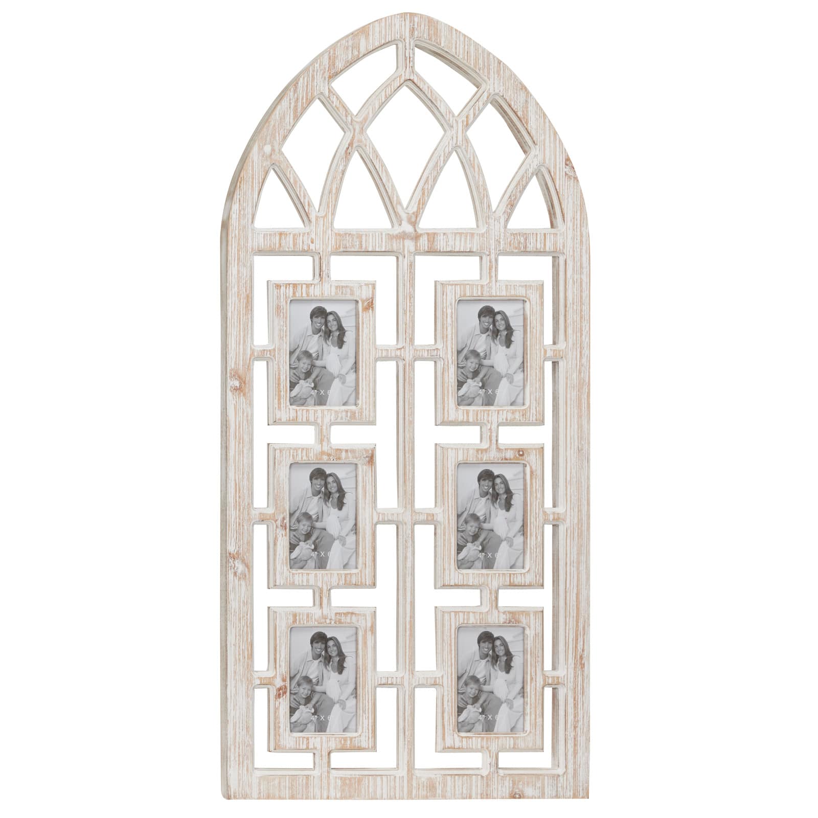 6 Opening Light Brown 4" x 6" Wood Vintage Frame