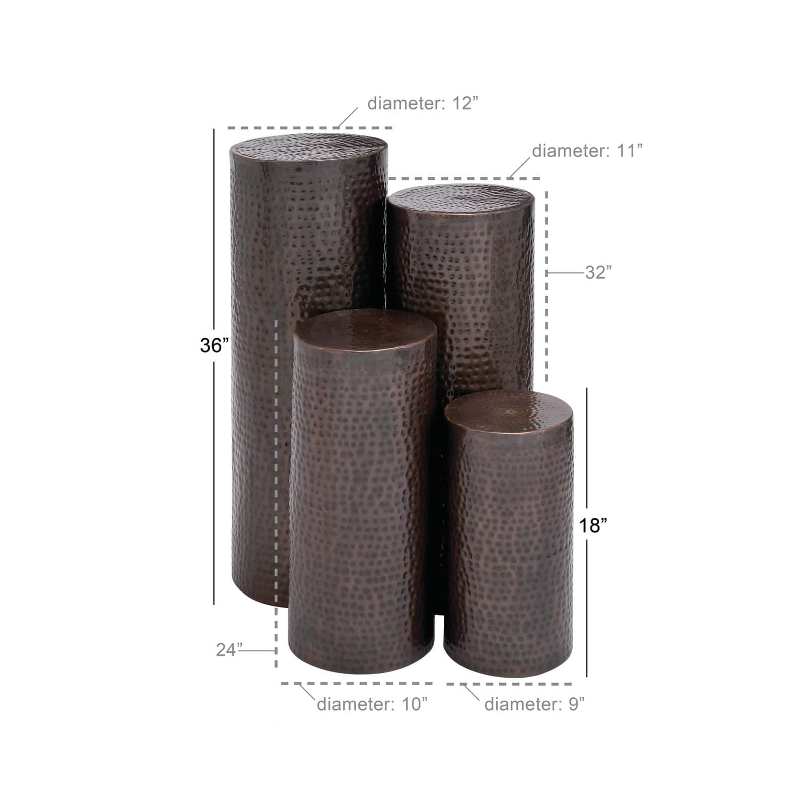Assorted Brown Metal Industrial Pedestal Table Set