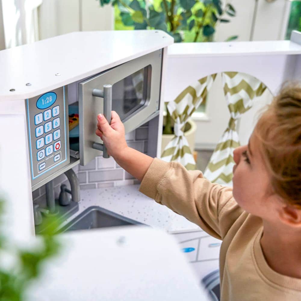 KidKraft White Ultimate Corner Play Kitchen Set with Lights & Sounds