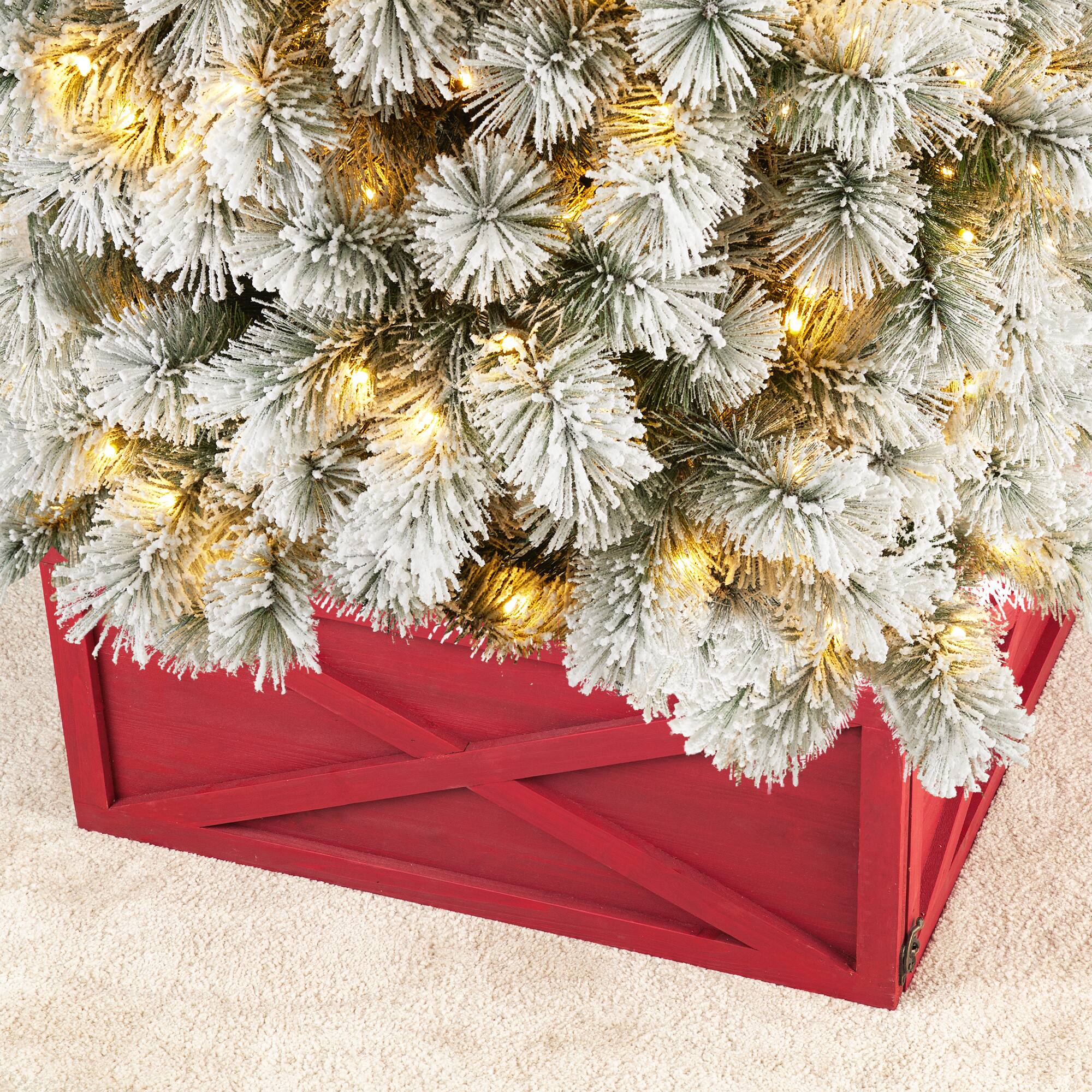 Glitzhome® 26" Red Wooden Tree Collar