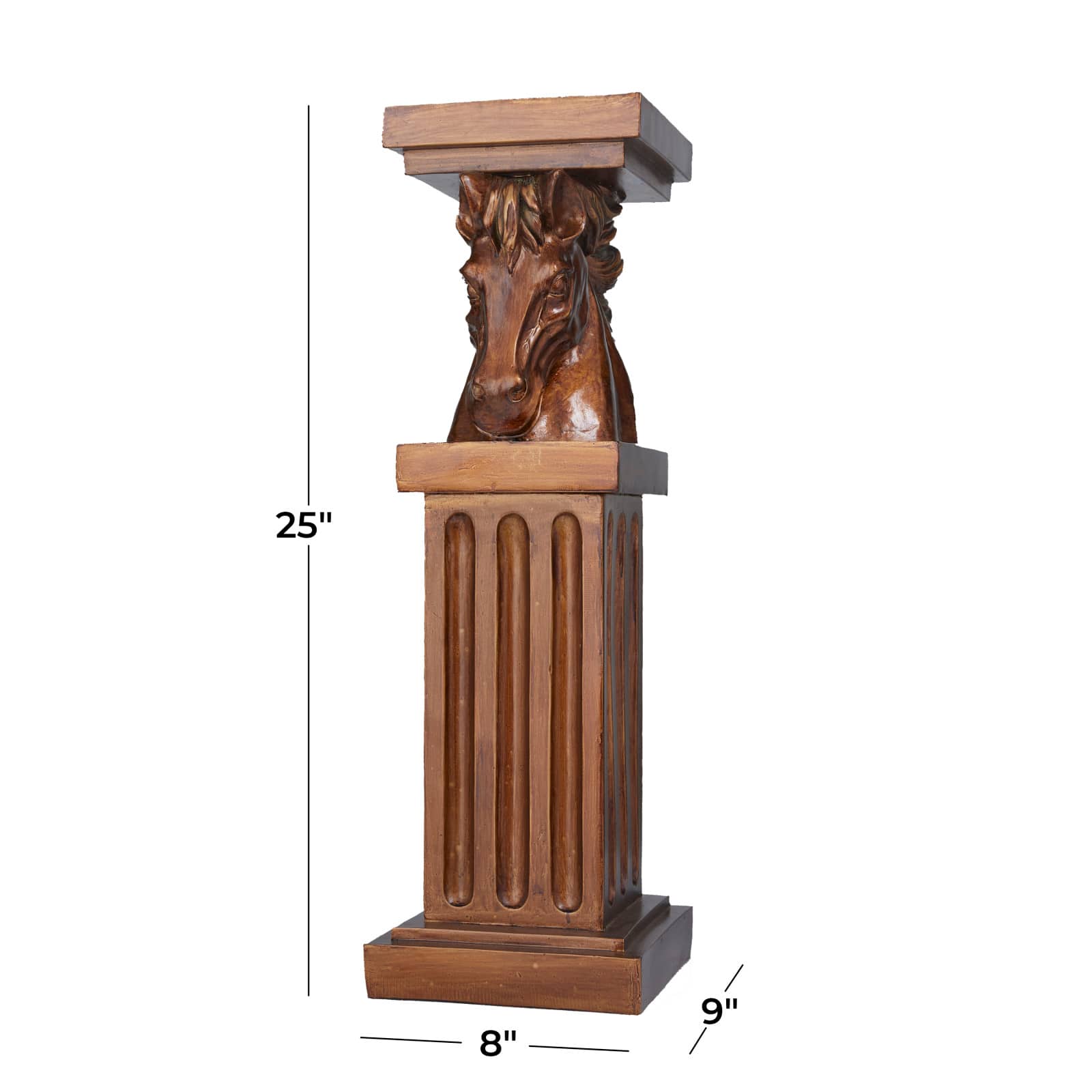 Brown Polystone Traditional Pedestal Table, 25" x 8" x 9"