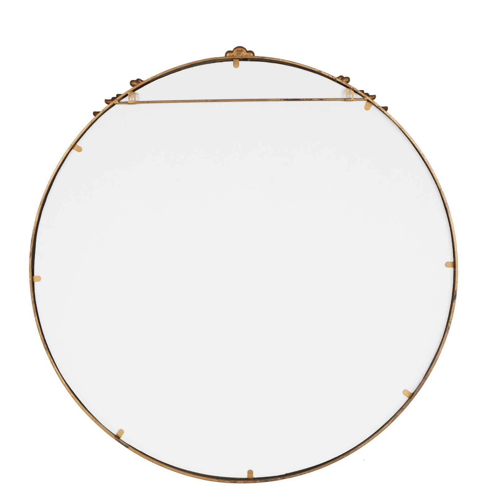 36" x 35" Gold Scroll Layered Floral Accents Metal Framed Wall Mirror