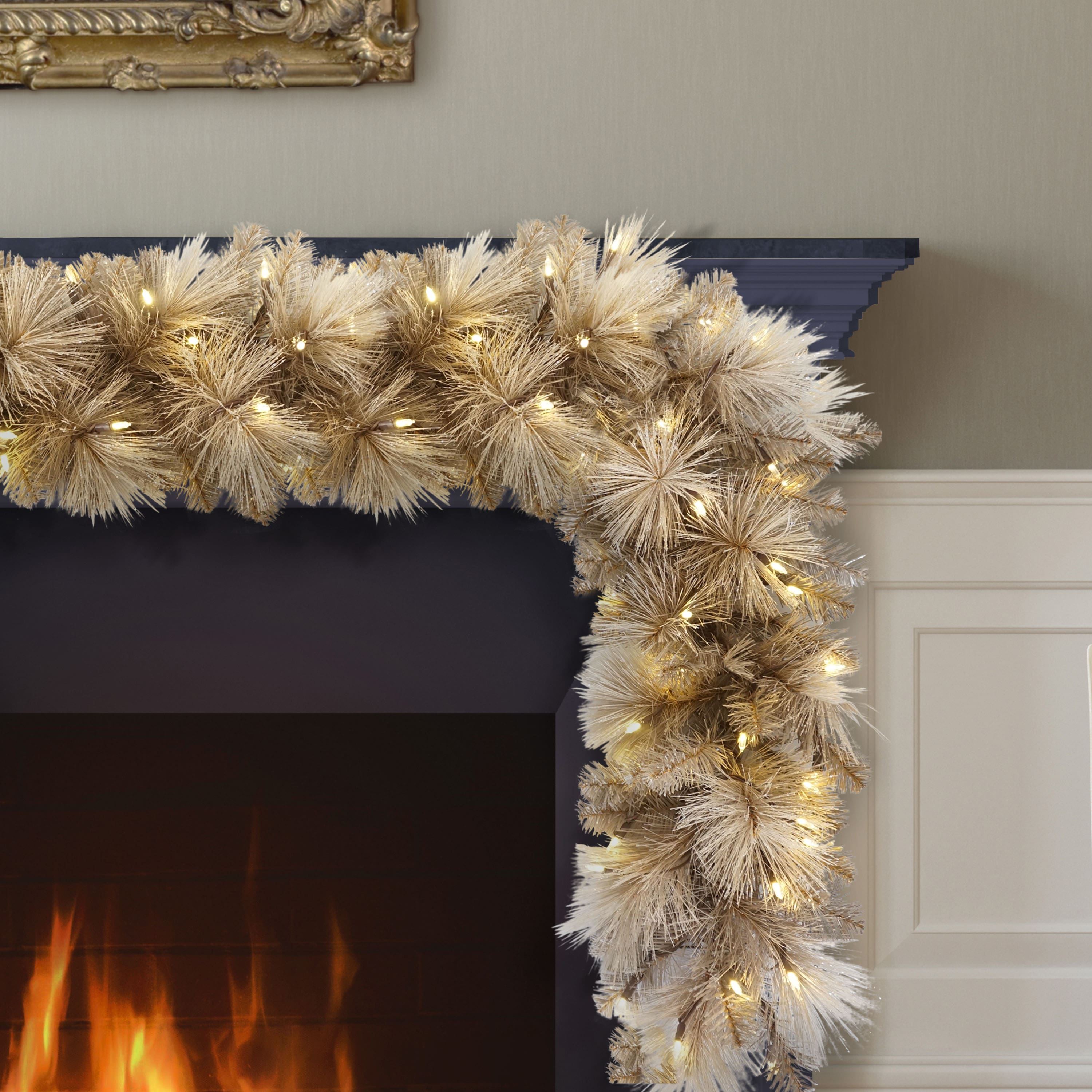 9ft. Pre-Lit Tan Artificial Garland with Incandescent Lights
