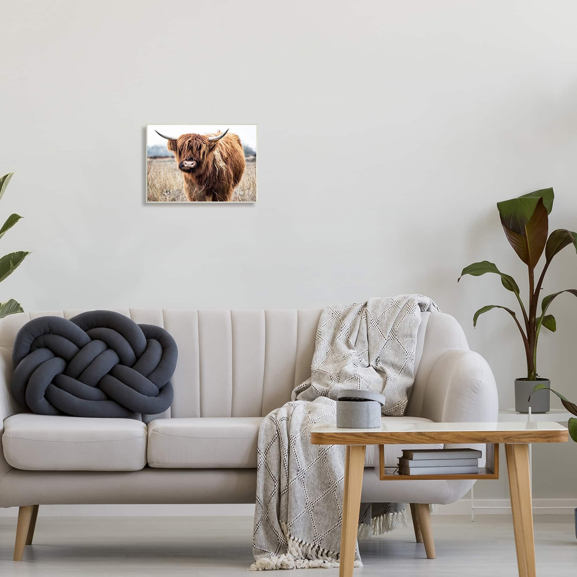 Stupell Industries Grazing Longhorn Cattle Farmland Animal Portrait Wall Plaque Art