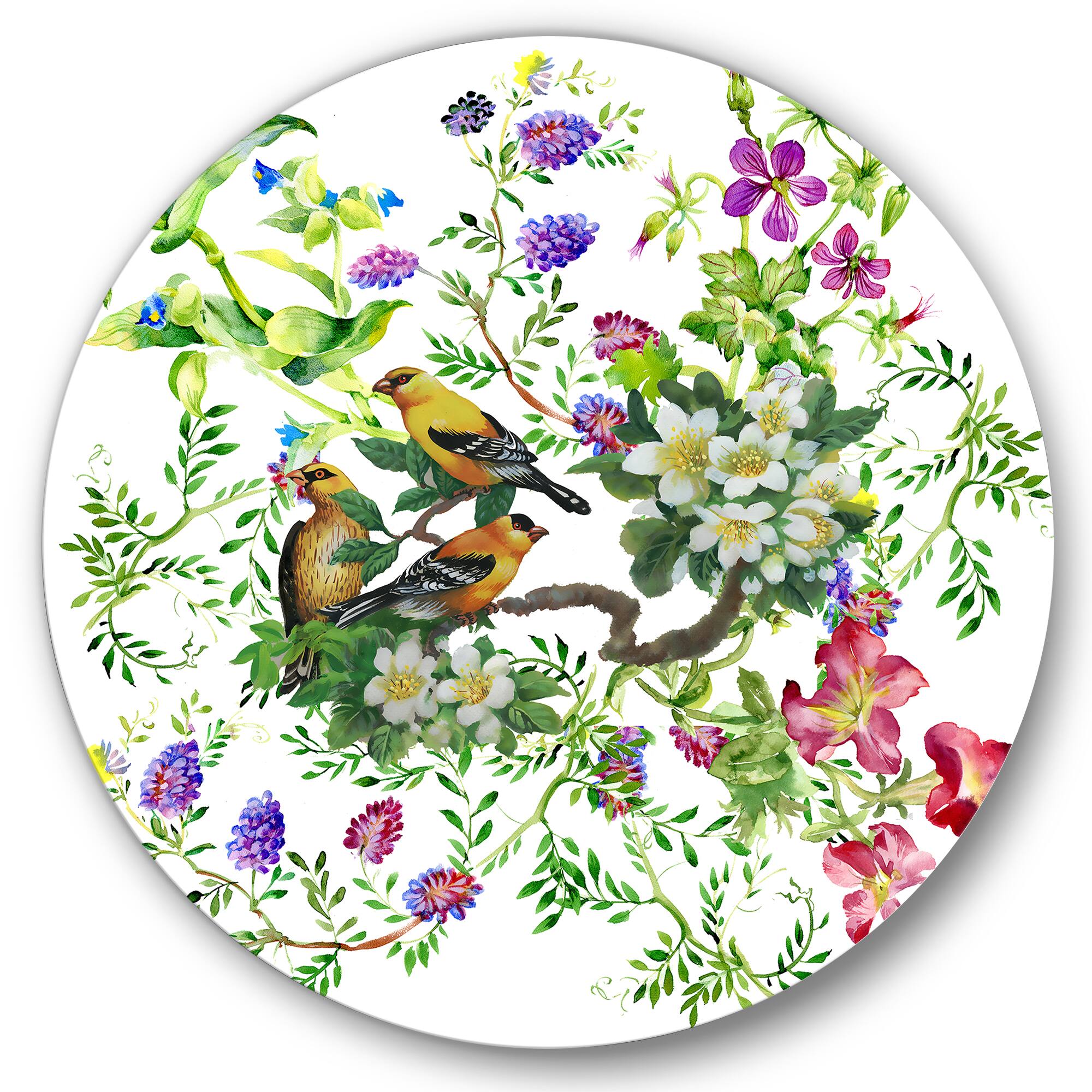 Designart - Tropical Birds With On Blooming Tree