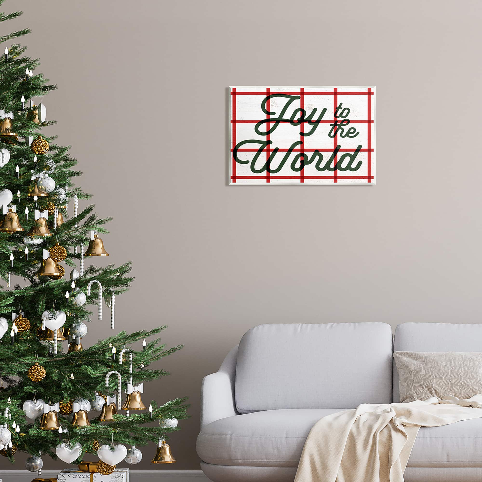 Stupell Industries Joy To The World Tartan Phrase Wall Plaque Art