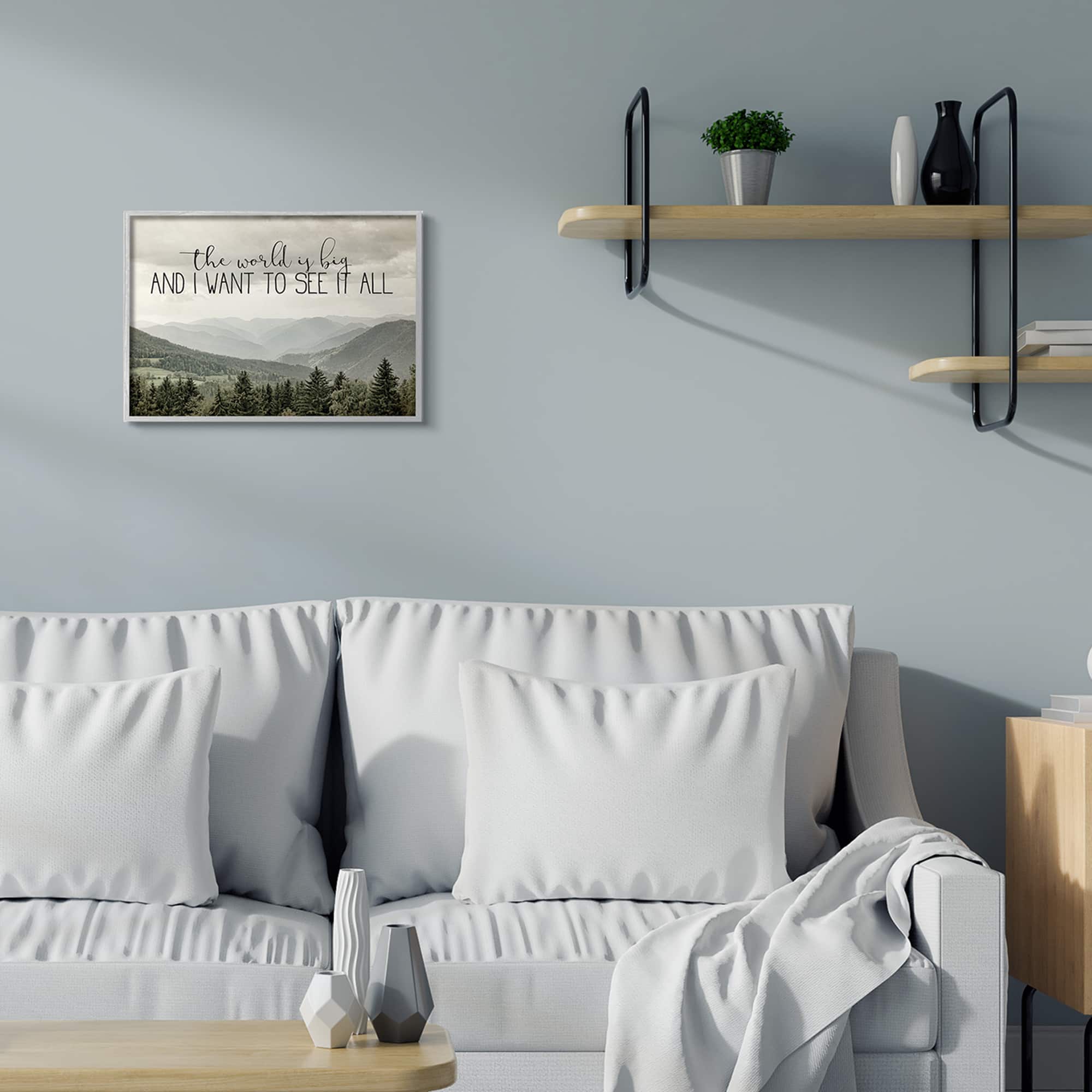 Stupell Industries See It All Phrase Forest Tree Mountain Range in Gray Frame Wall Art