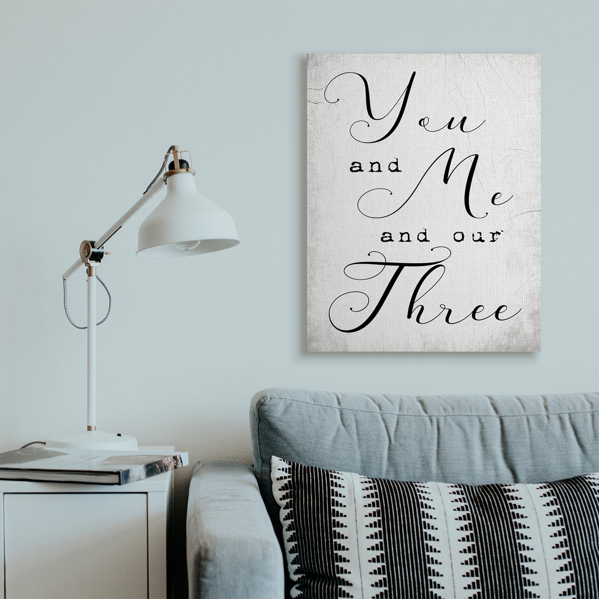 Stupell Industries You Me and Our Three Phrase Family Home Quote Canvas Wall Art