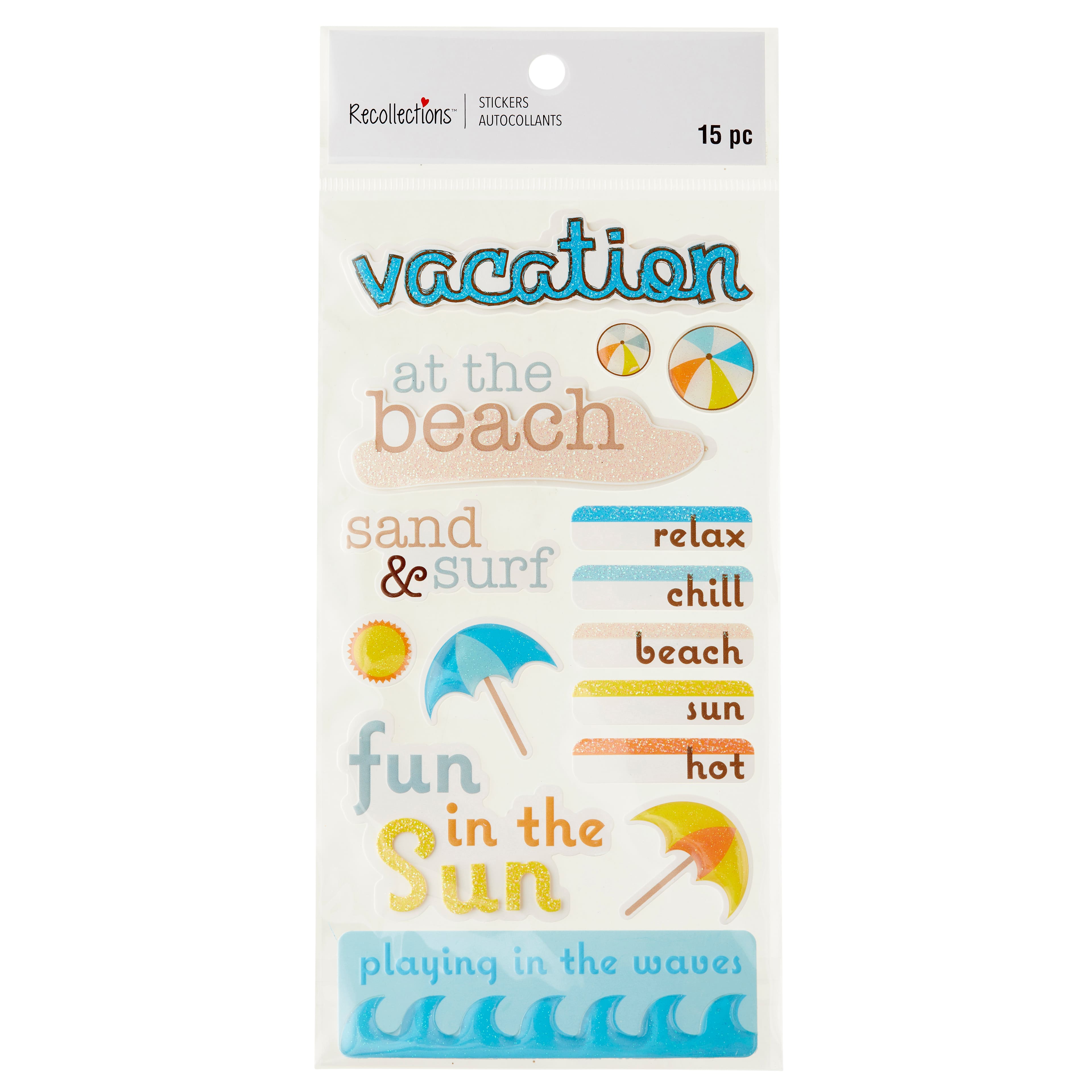 12 Pack: At the Beach Signature Dimensional Stickers by Recollections™