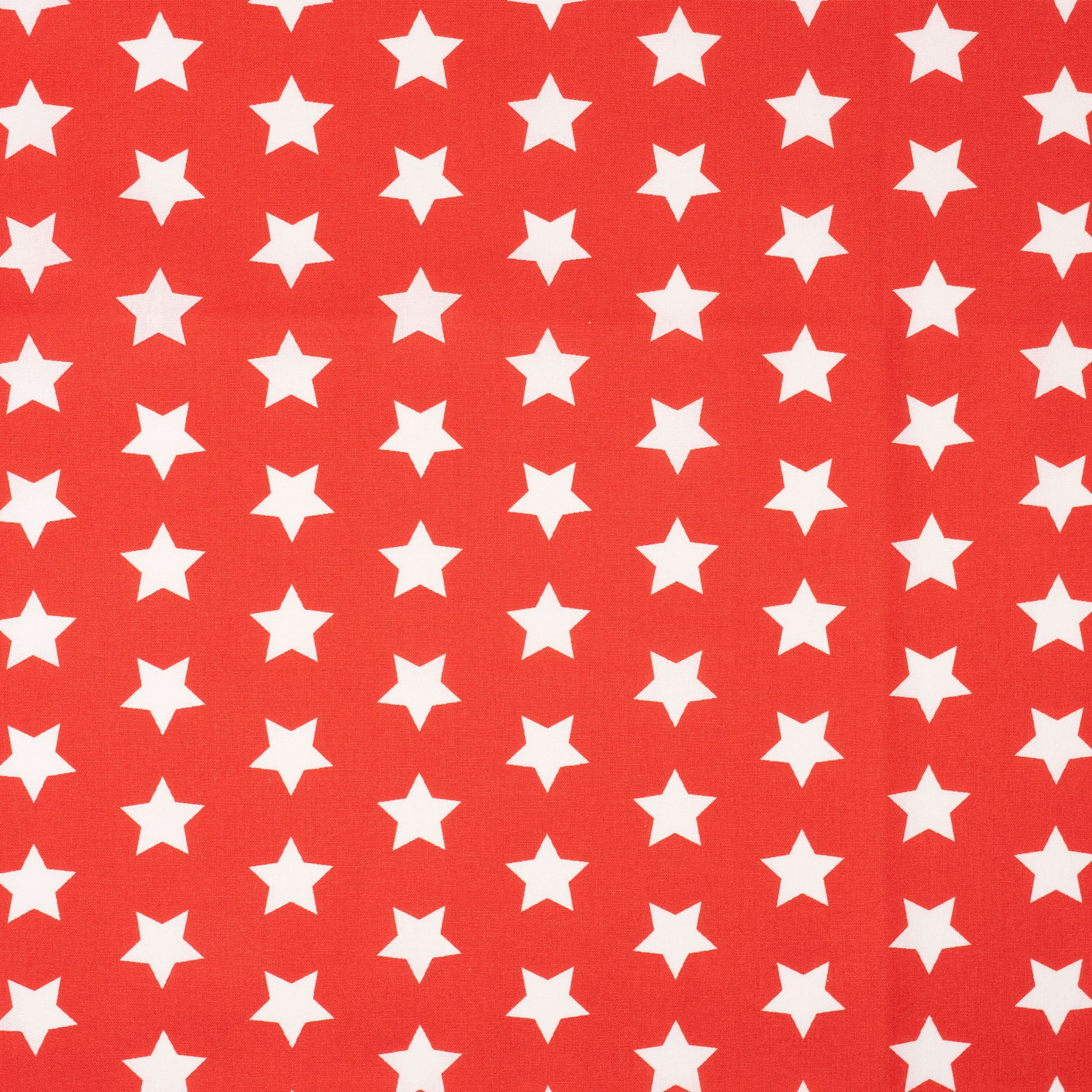 SINGER Patriotic White Stars On Red Cotton Fabric