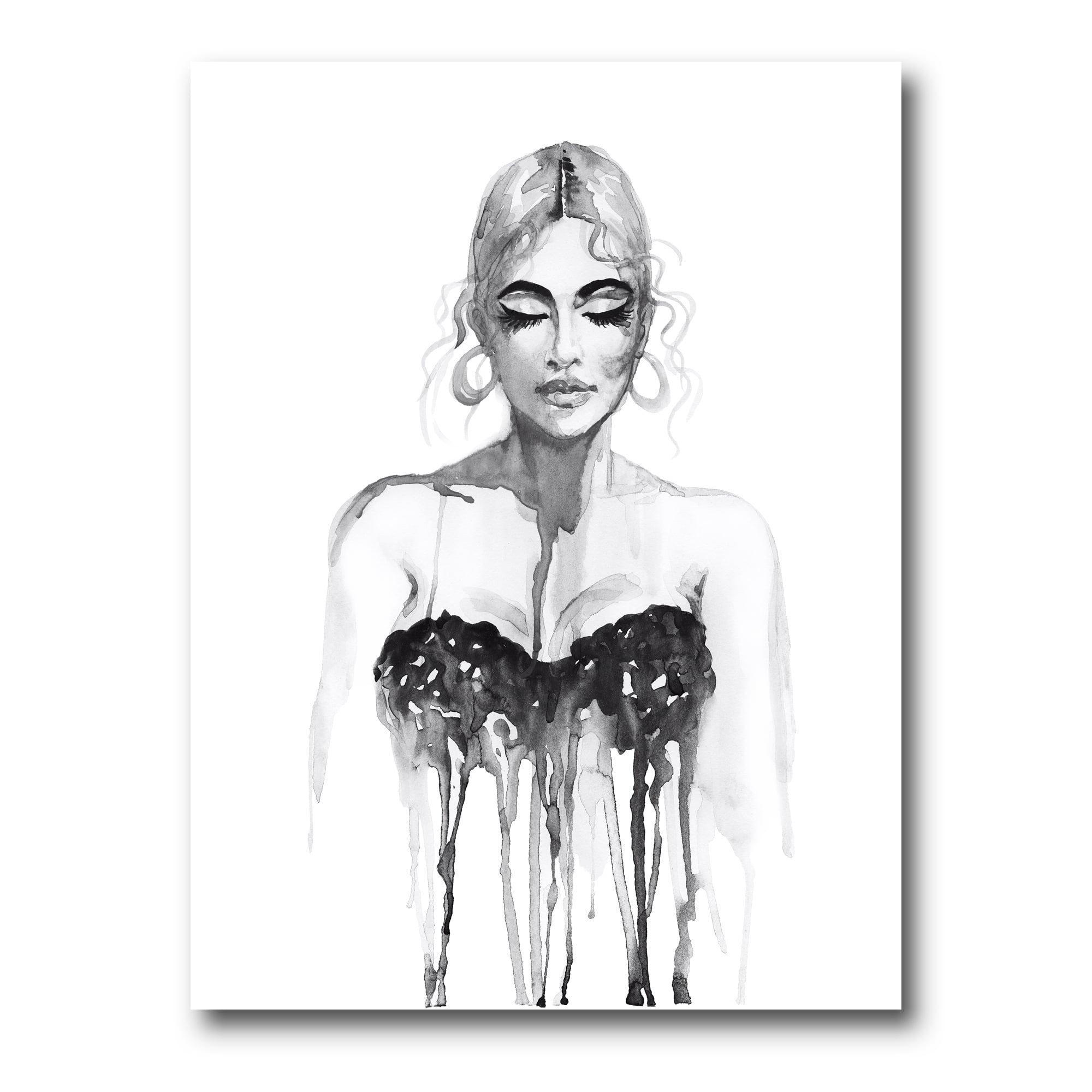 Designart - Monochrome Portrait of Woman Wearing Evening Dress