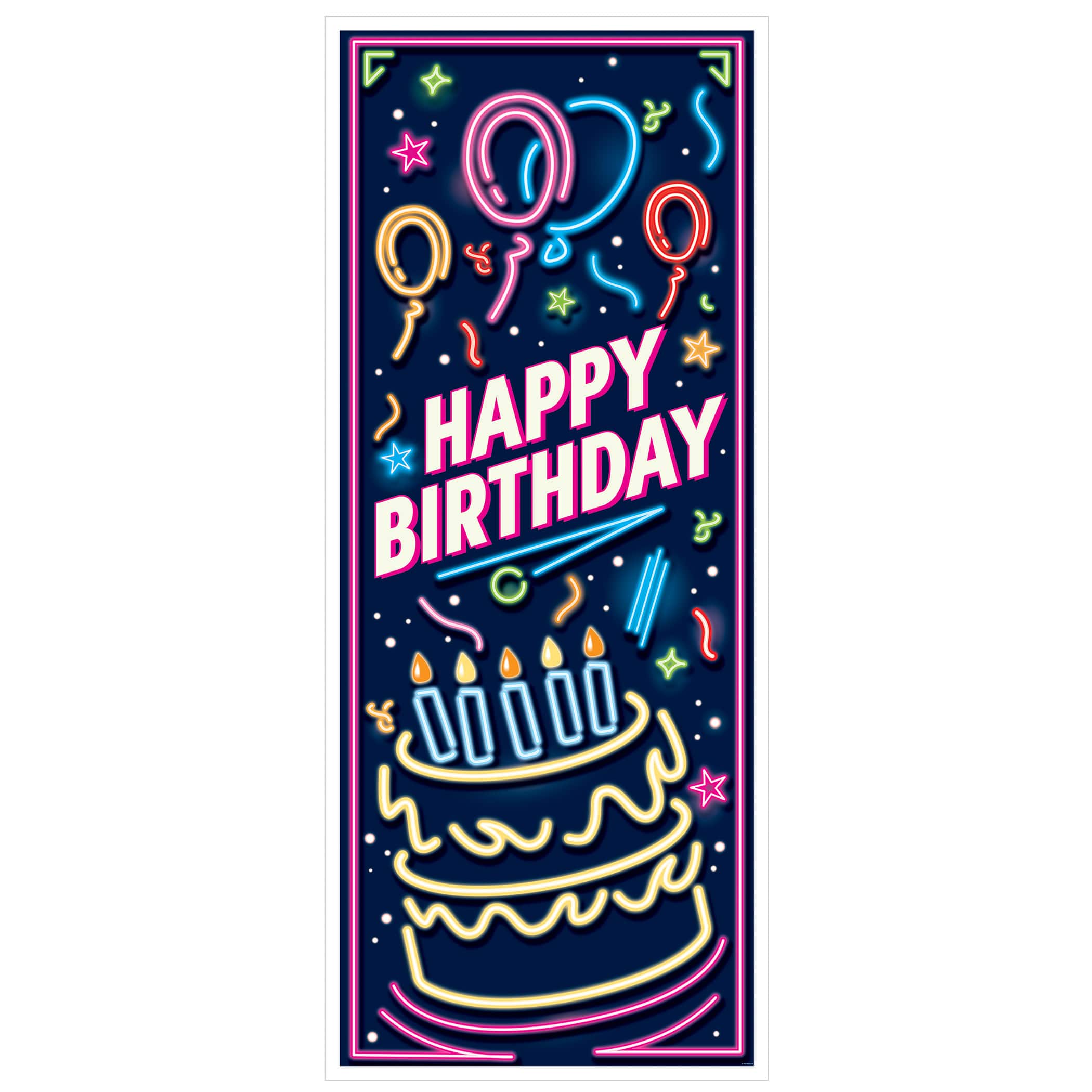 Beistle 30" x 6ft. Neon Happy Birthday Door Covers, 2ct.