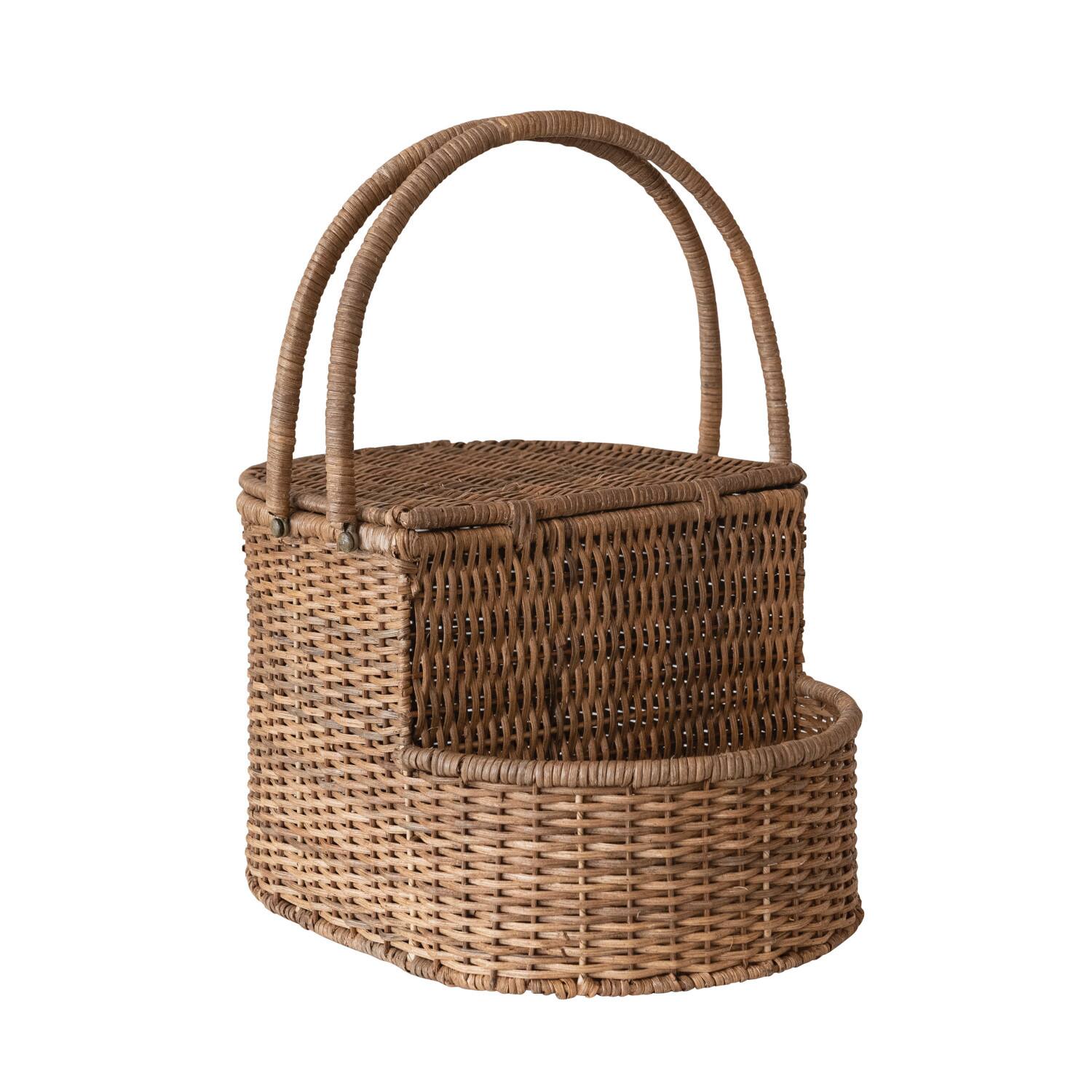 Hello Honey® Natural Oval Wicker Picnic Basket with Open Side Compartment
