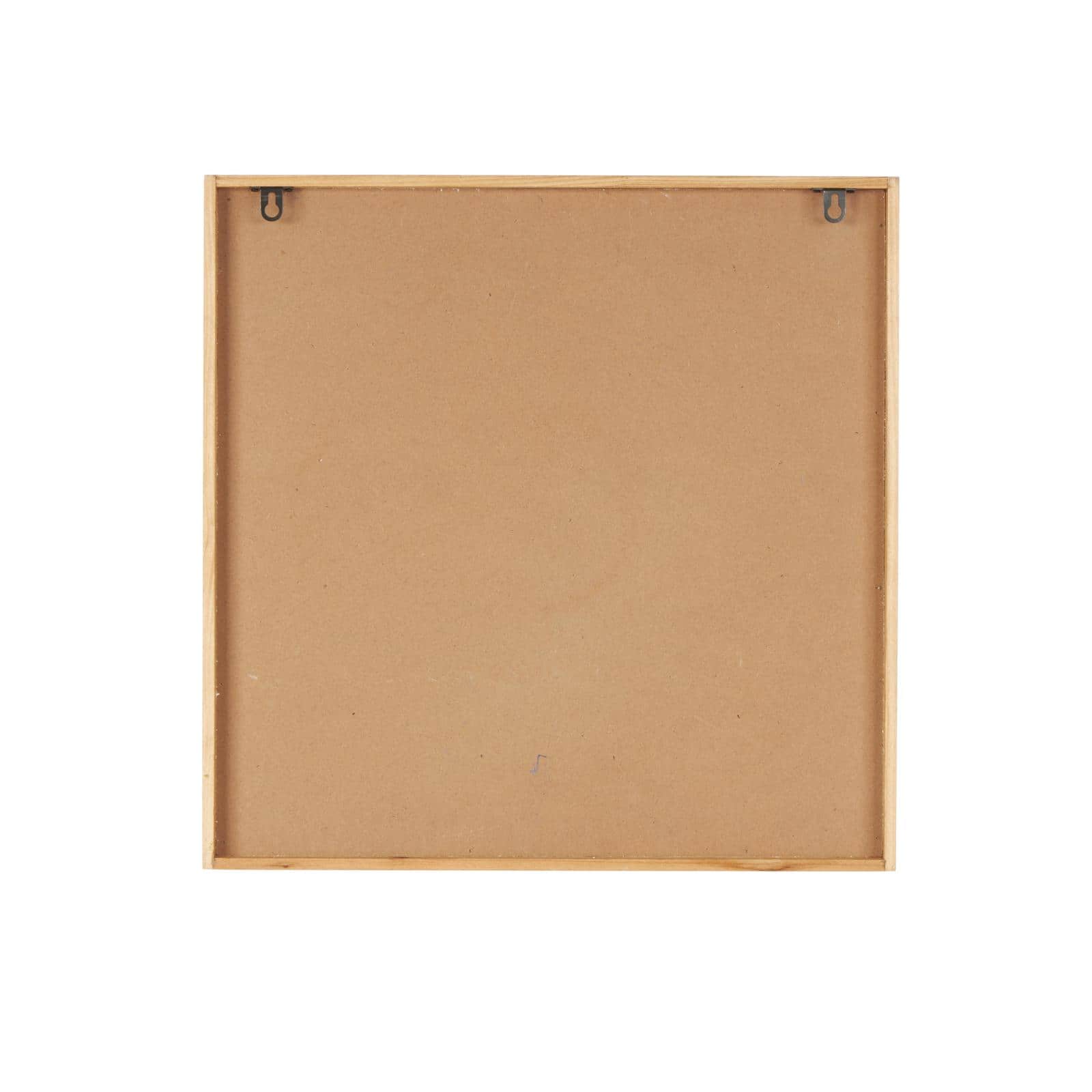 20" x 20" Blue Wood Floral Relief Wall Décor with Brown Woven Seagrass Frame