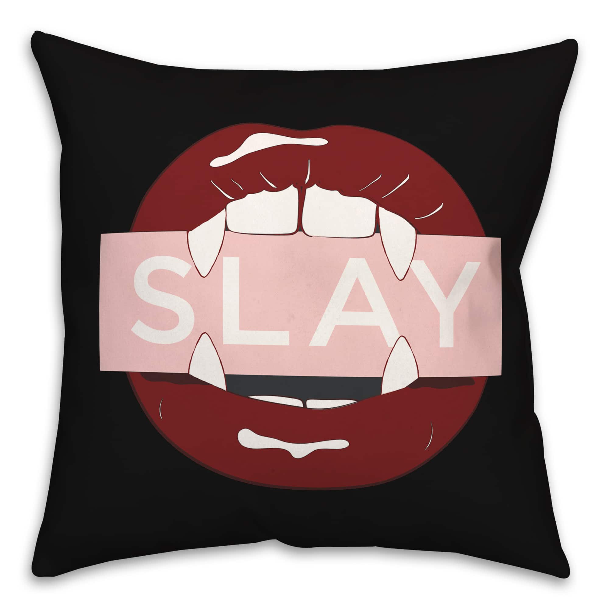 Slay Fangs Throw Pillow