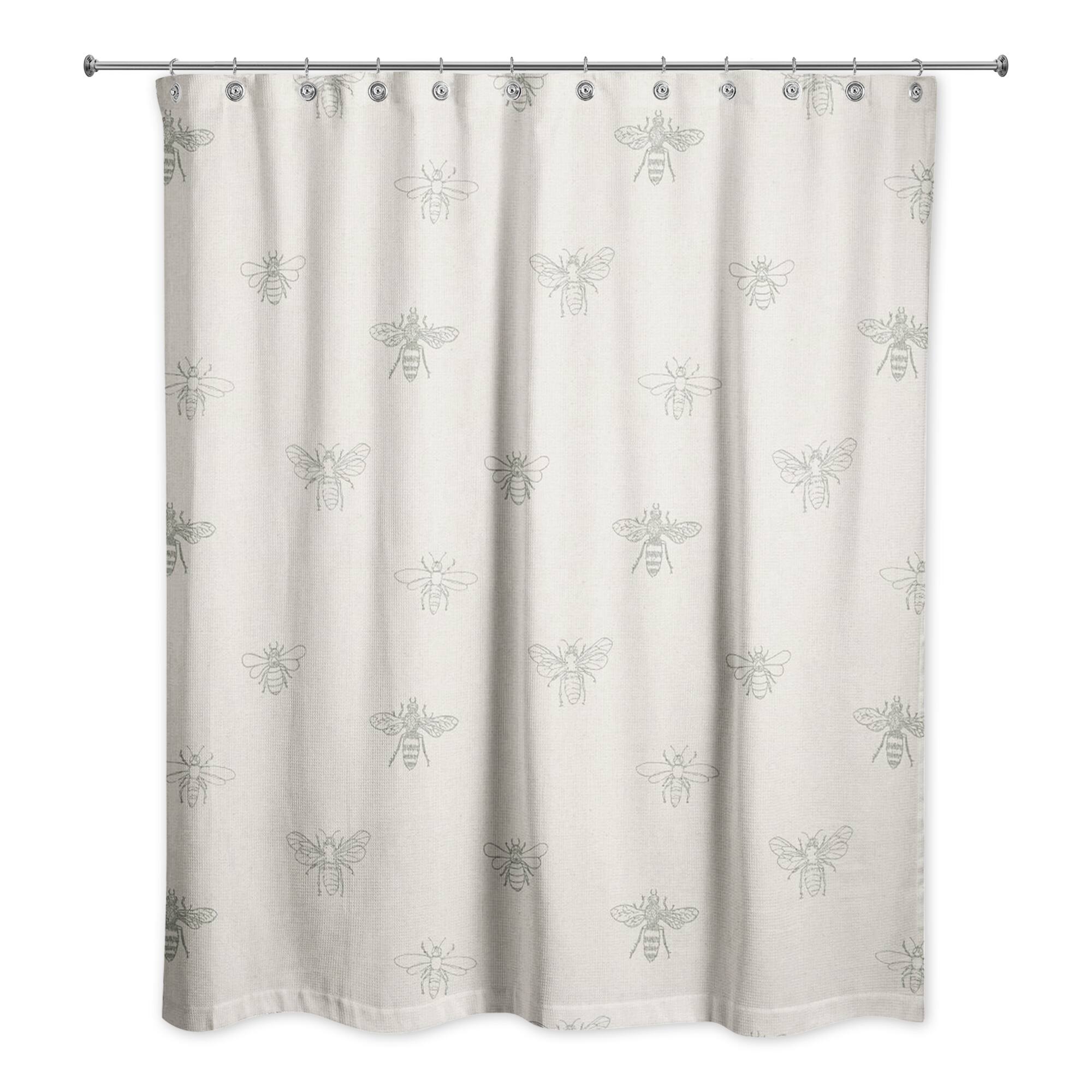 Delicate Bee Fabric Shower Curtain