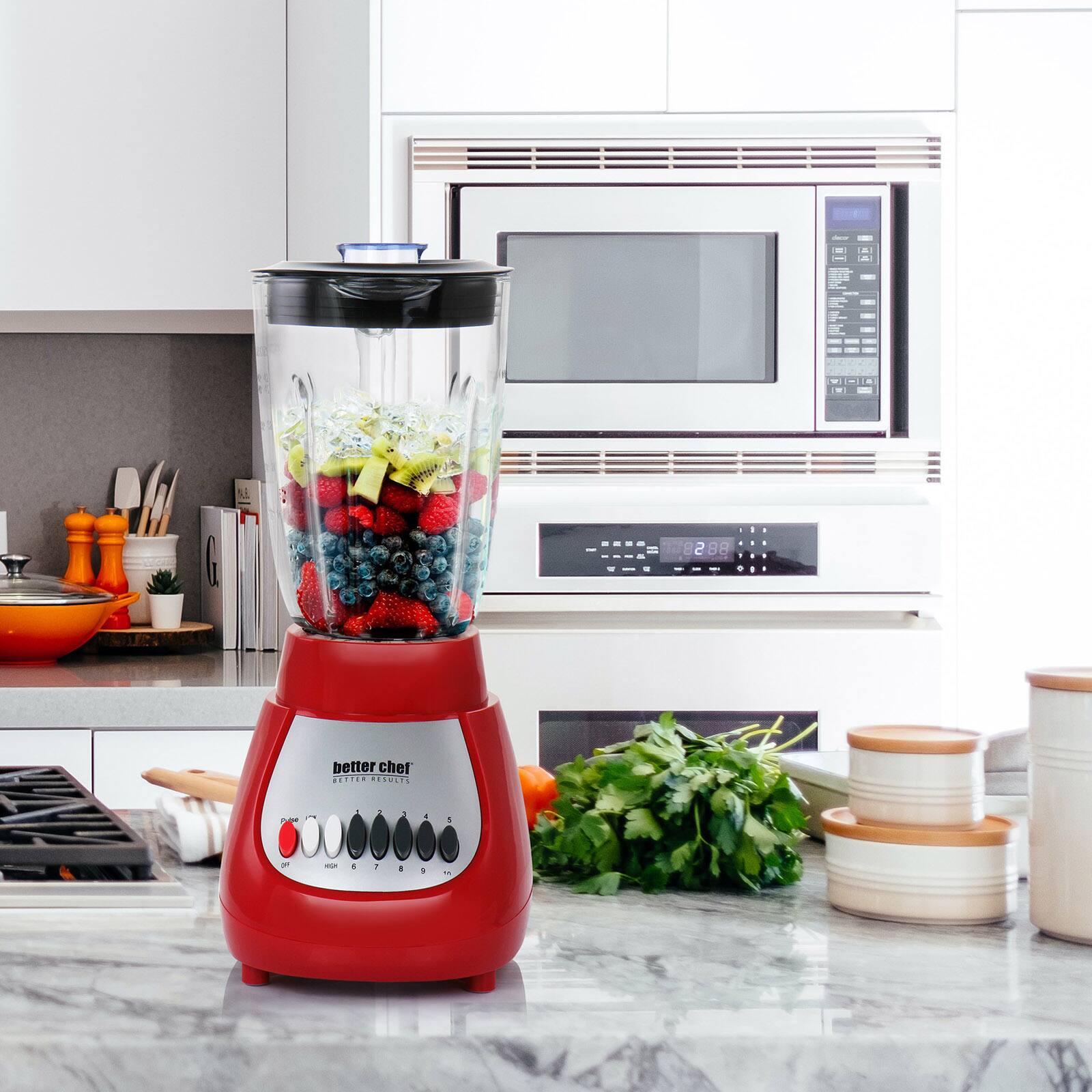 Better Chef Red 42oz. 10-Speed 350-Watt Glass Jar Blender