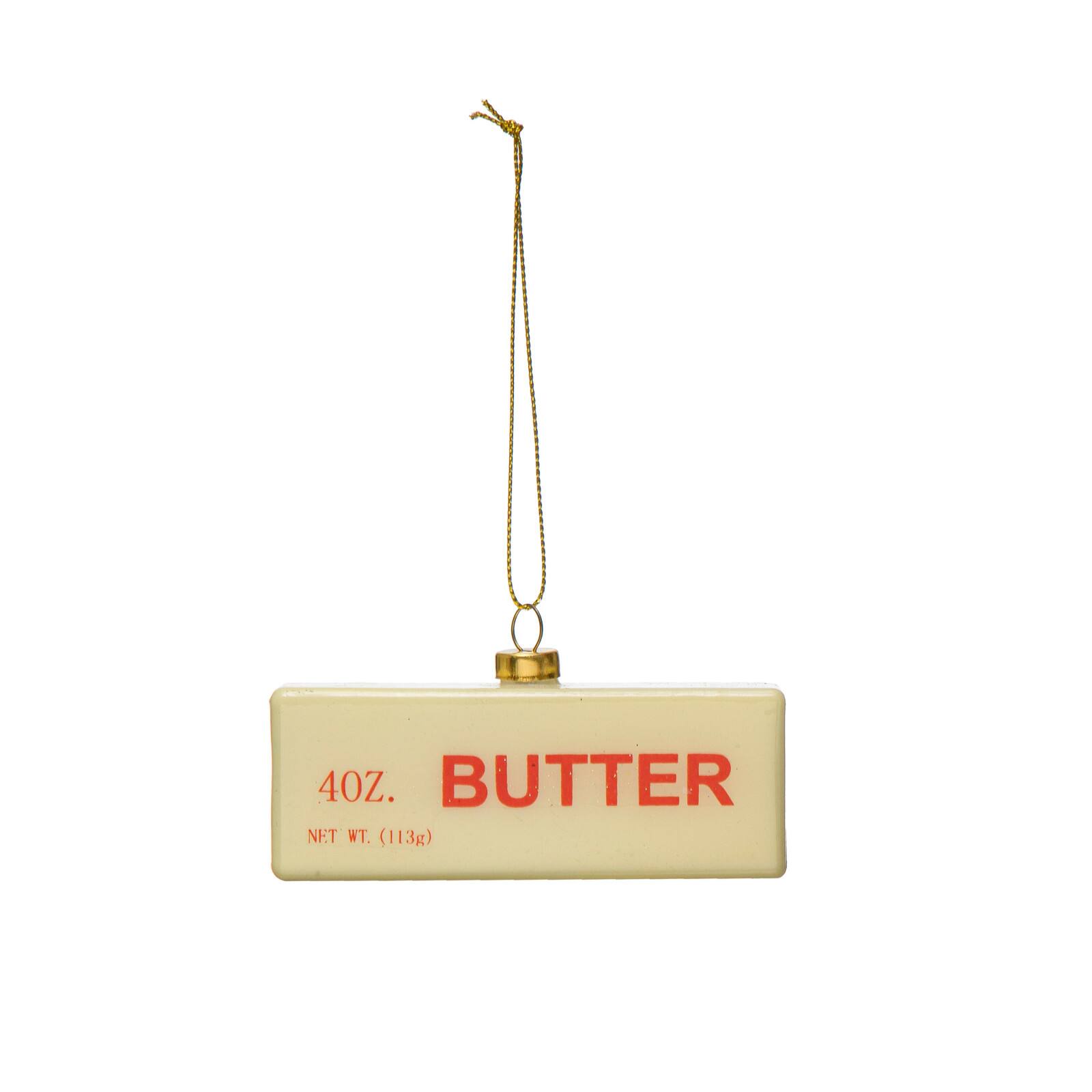 Hello Honey® 4" Cream Color Glass Butter Ornament