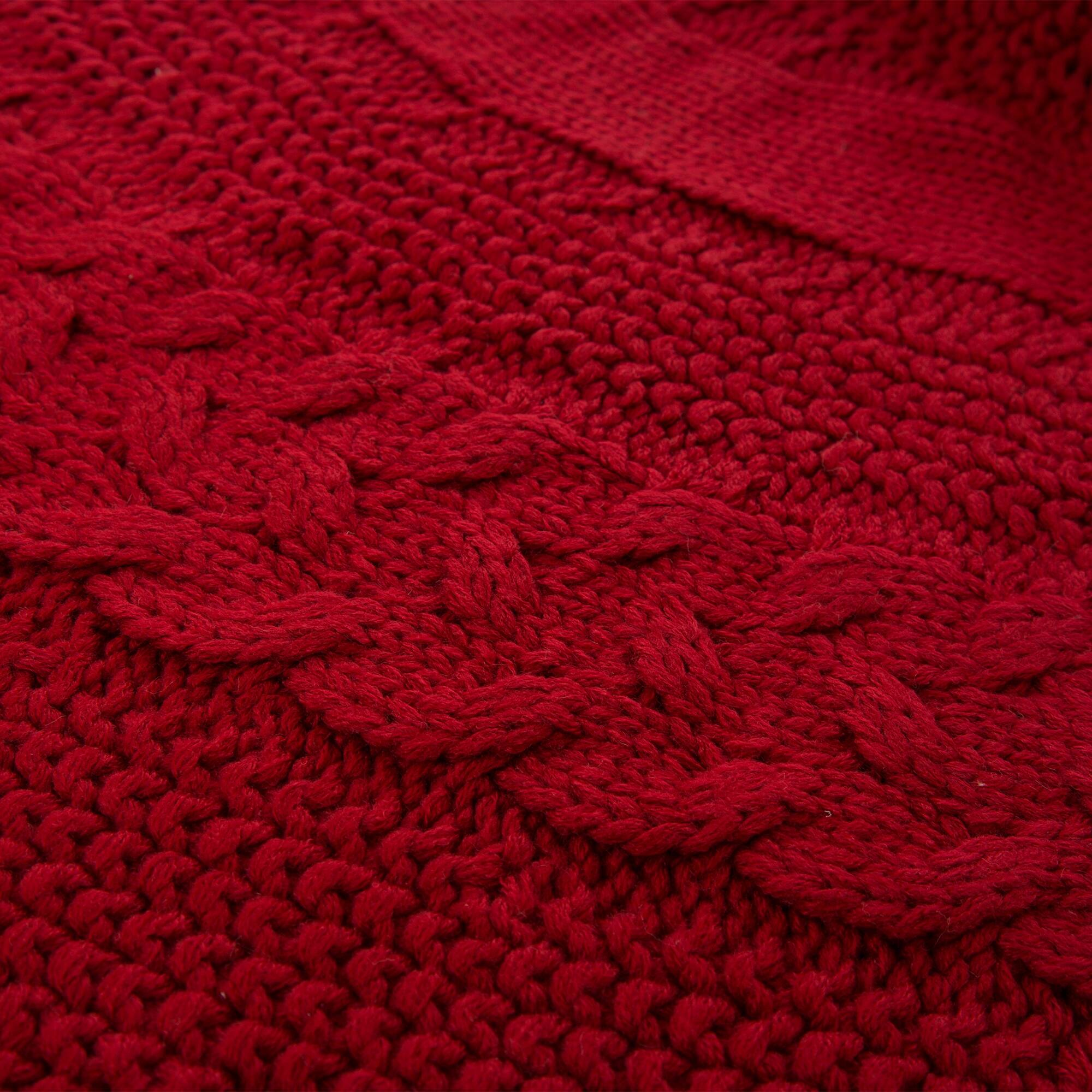 Glitzhome® 52" Red Knited Acrylic Christmas Tree Skirt