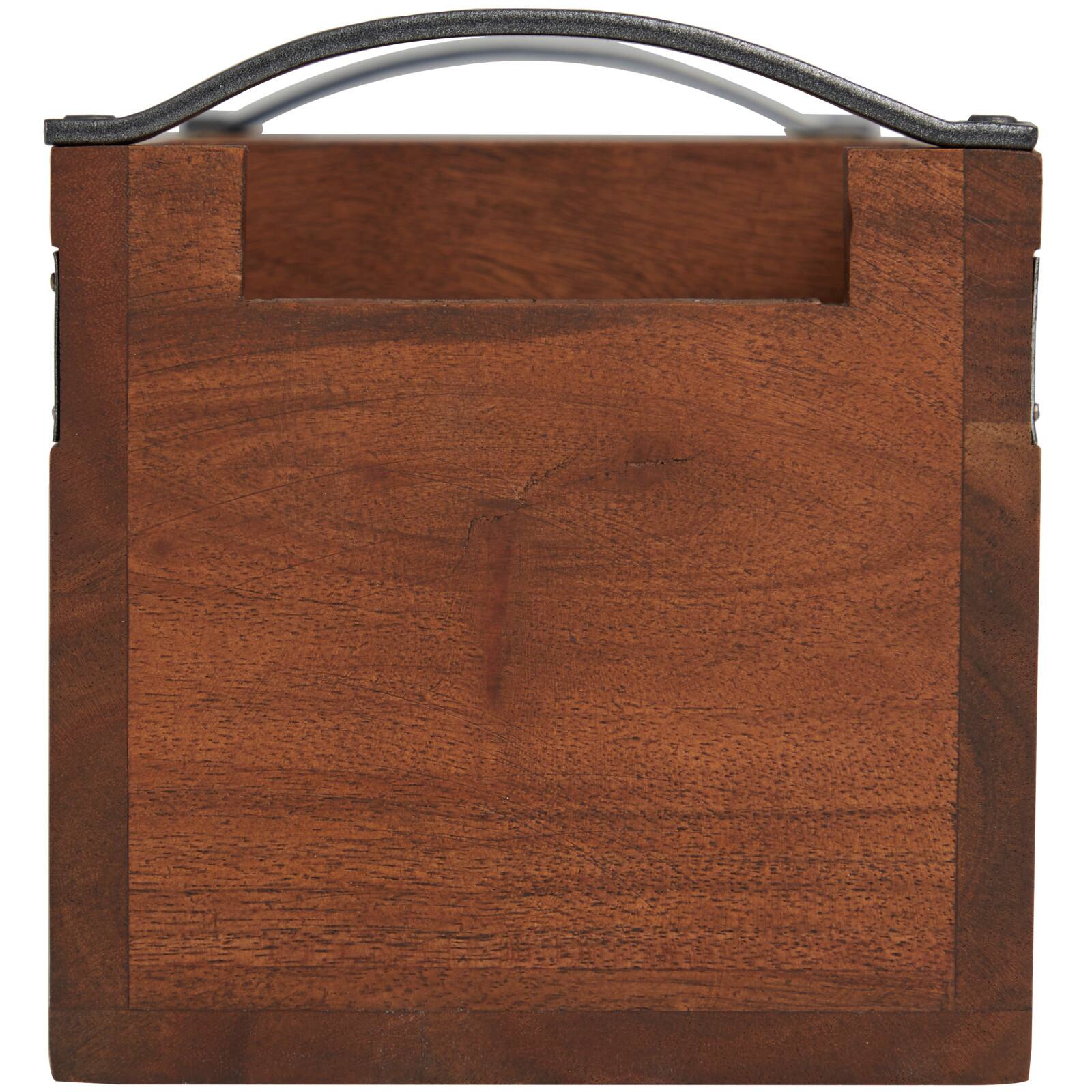 11.5" Brown Wood Modern 3 Section Decorative Tray with Metal Handles