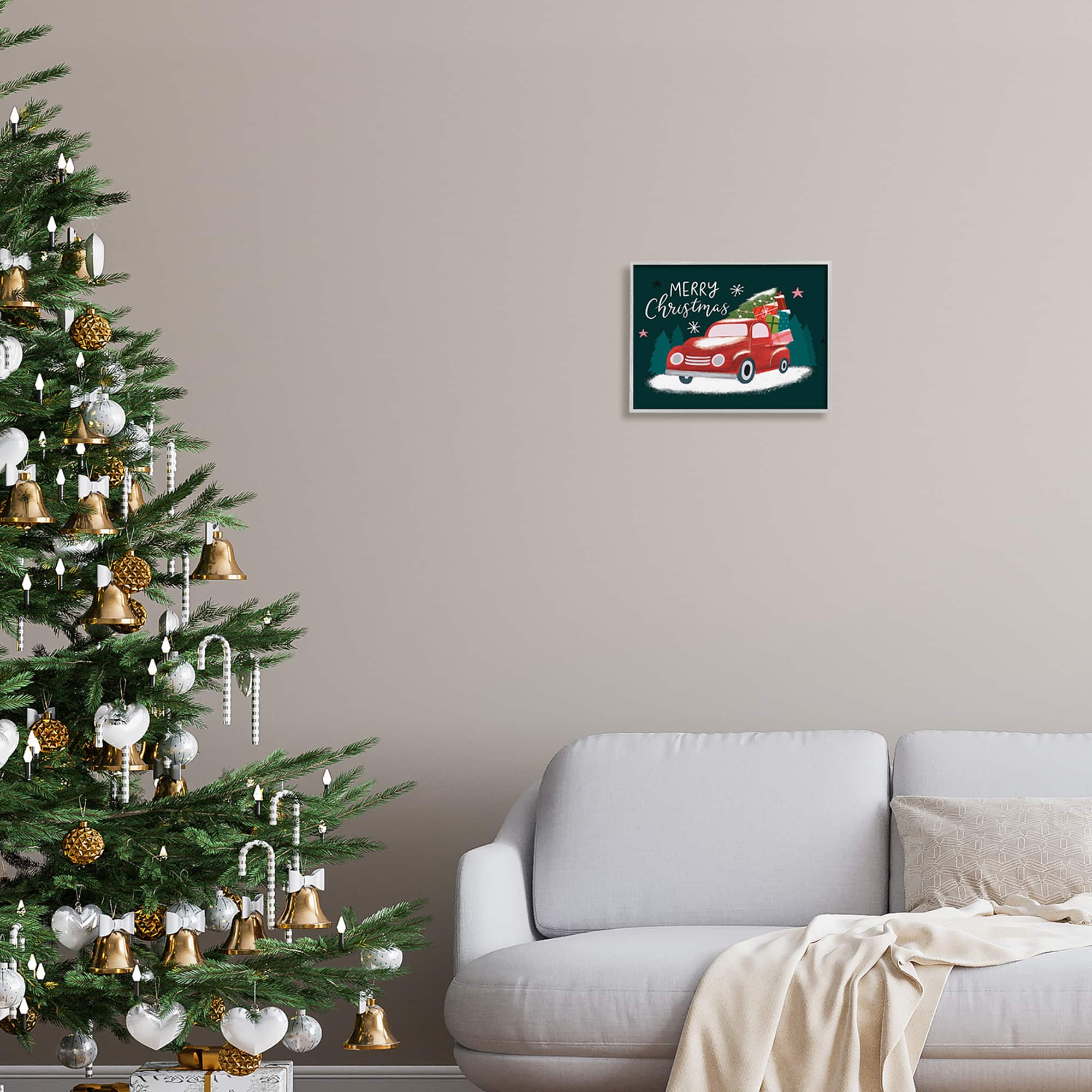 Stupell Industries Merry Christmas Gifts Truckload Framed Giclee Art