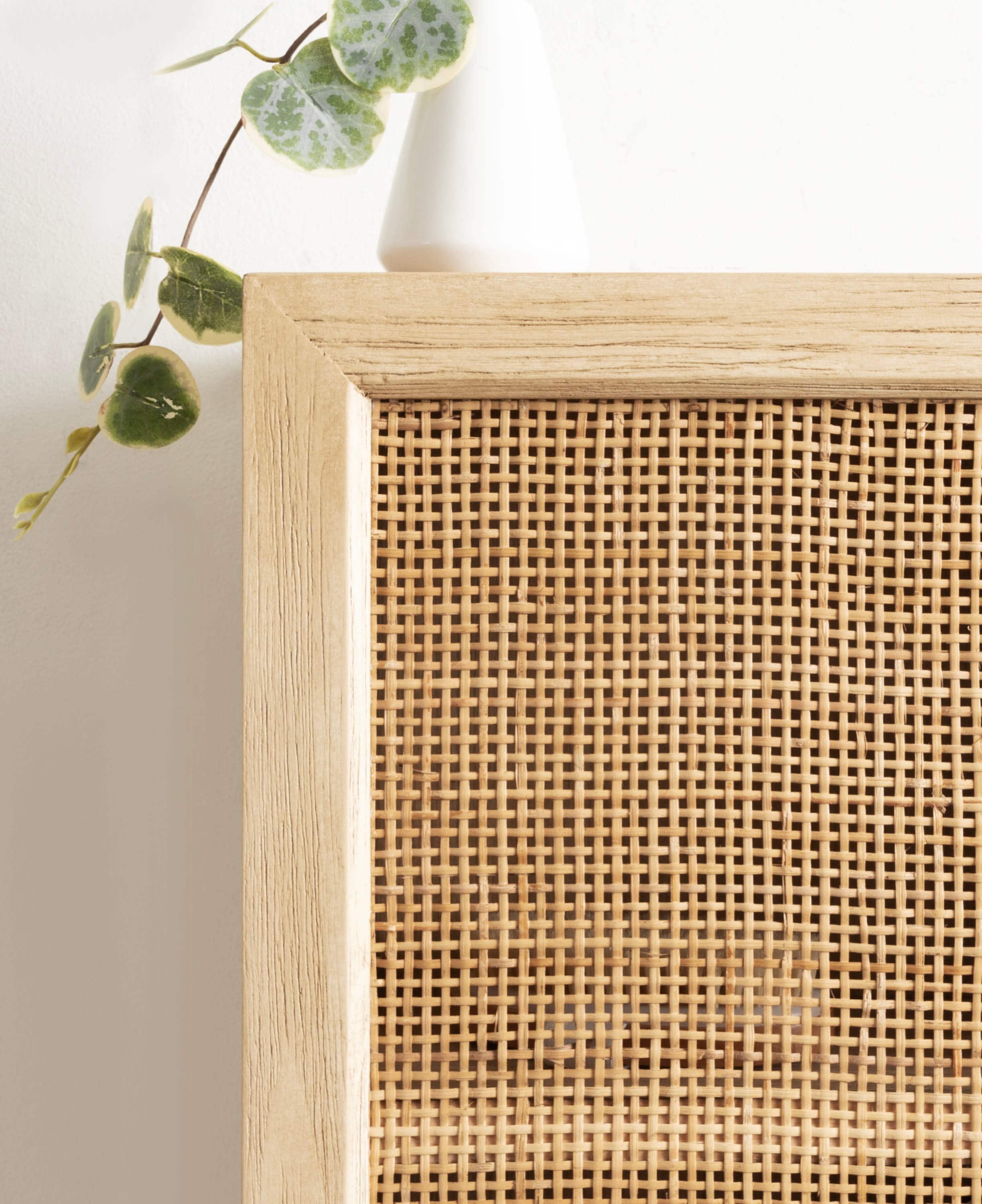 Kate and Laurel Ori Rattan Wall Cabinet with Cubby