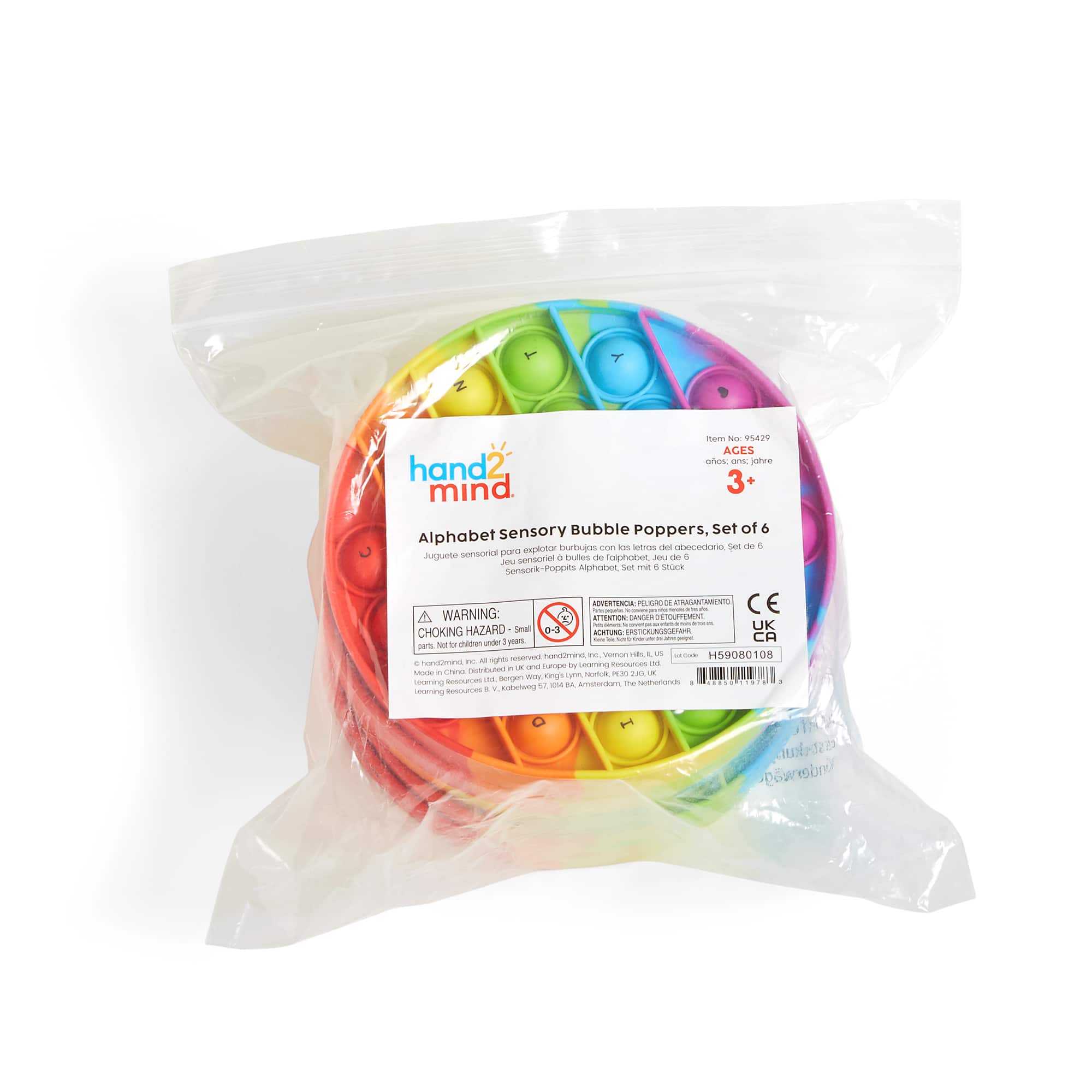 hand2mind Circular Alphabet Pop It Sensory Bubble Poppers, 6ct.