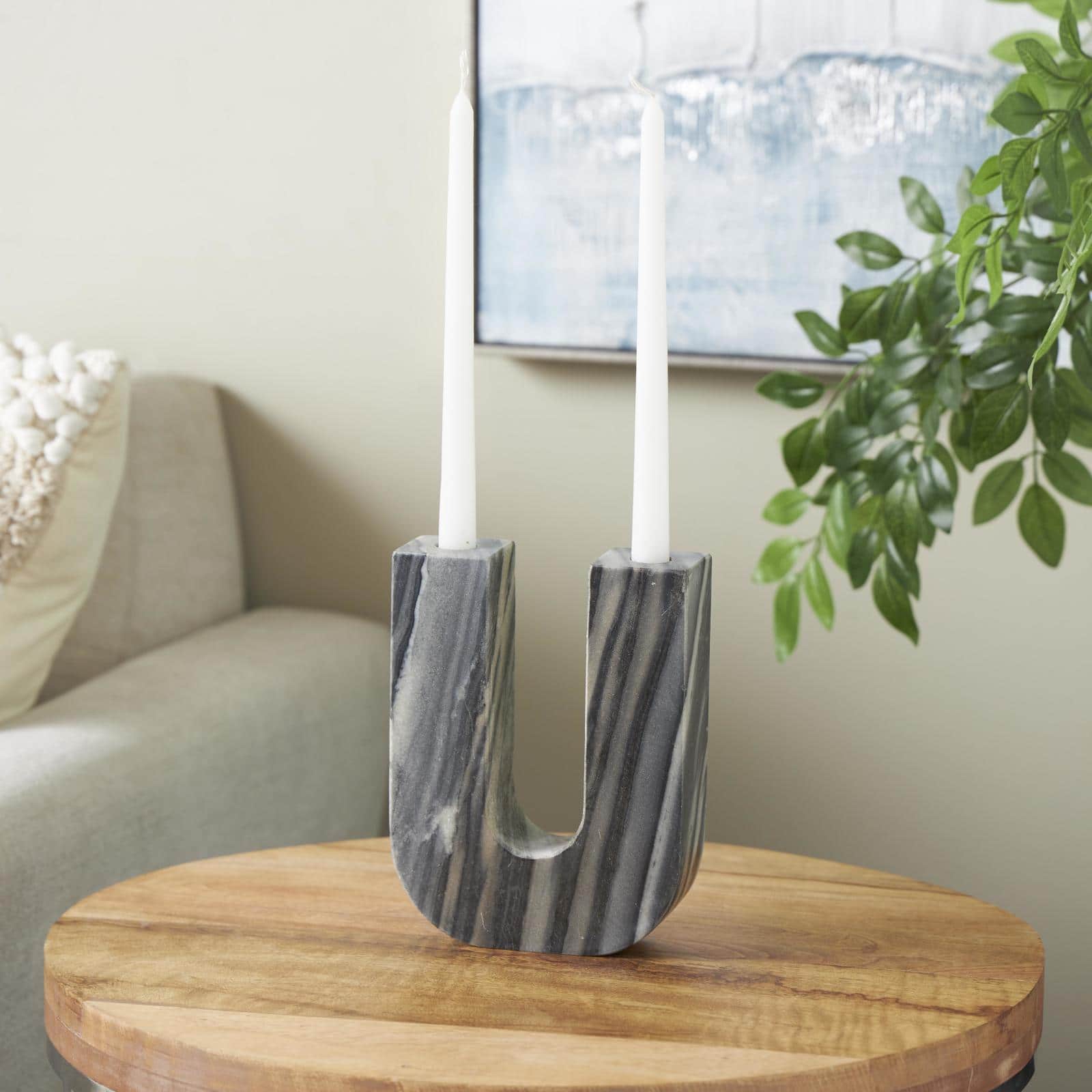 Marble Abstract U-Shaped Candle Holder