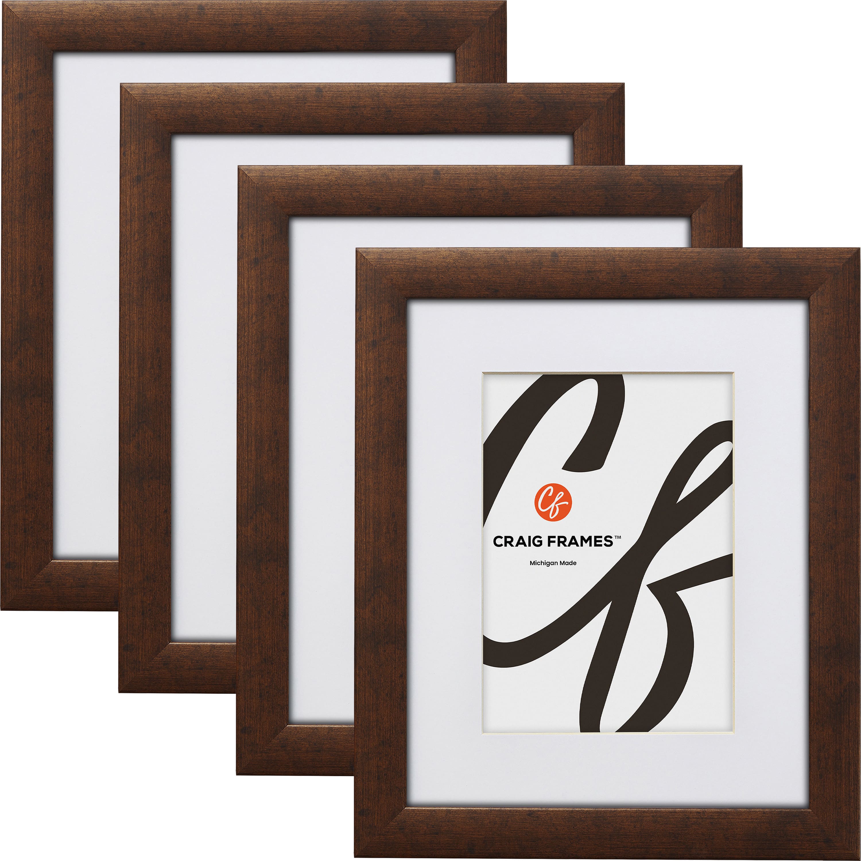 Craig Frames 4 Pack: Contemporary Rustic Copper Picture Frame with Mat