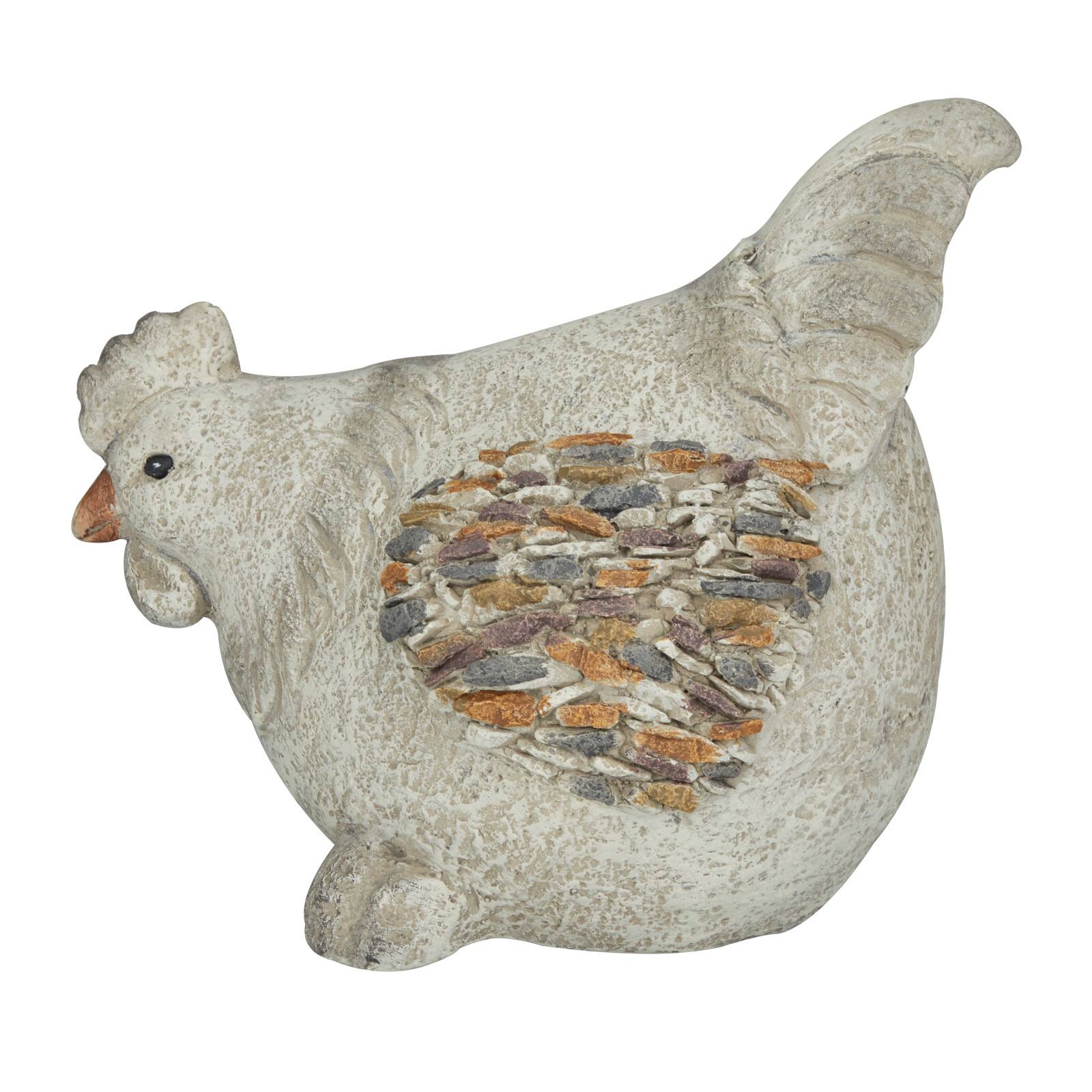 15" Gray Chicken Polystone Farmhouse Garden Sculpture