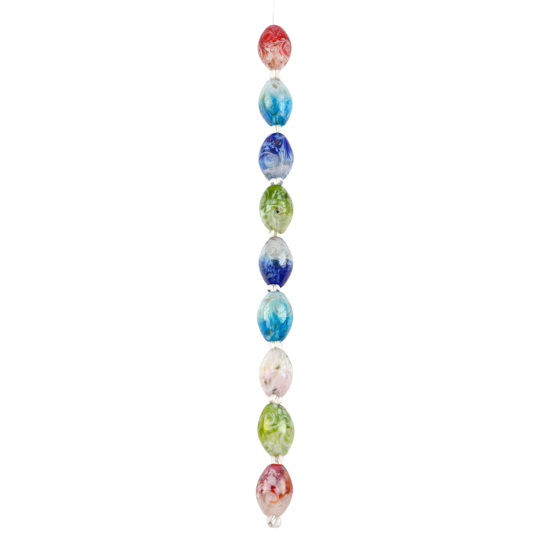 12 Pack: Multicolor Lampwork Glass Marbled Beads by Bead Landing™