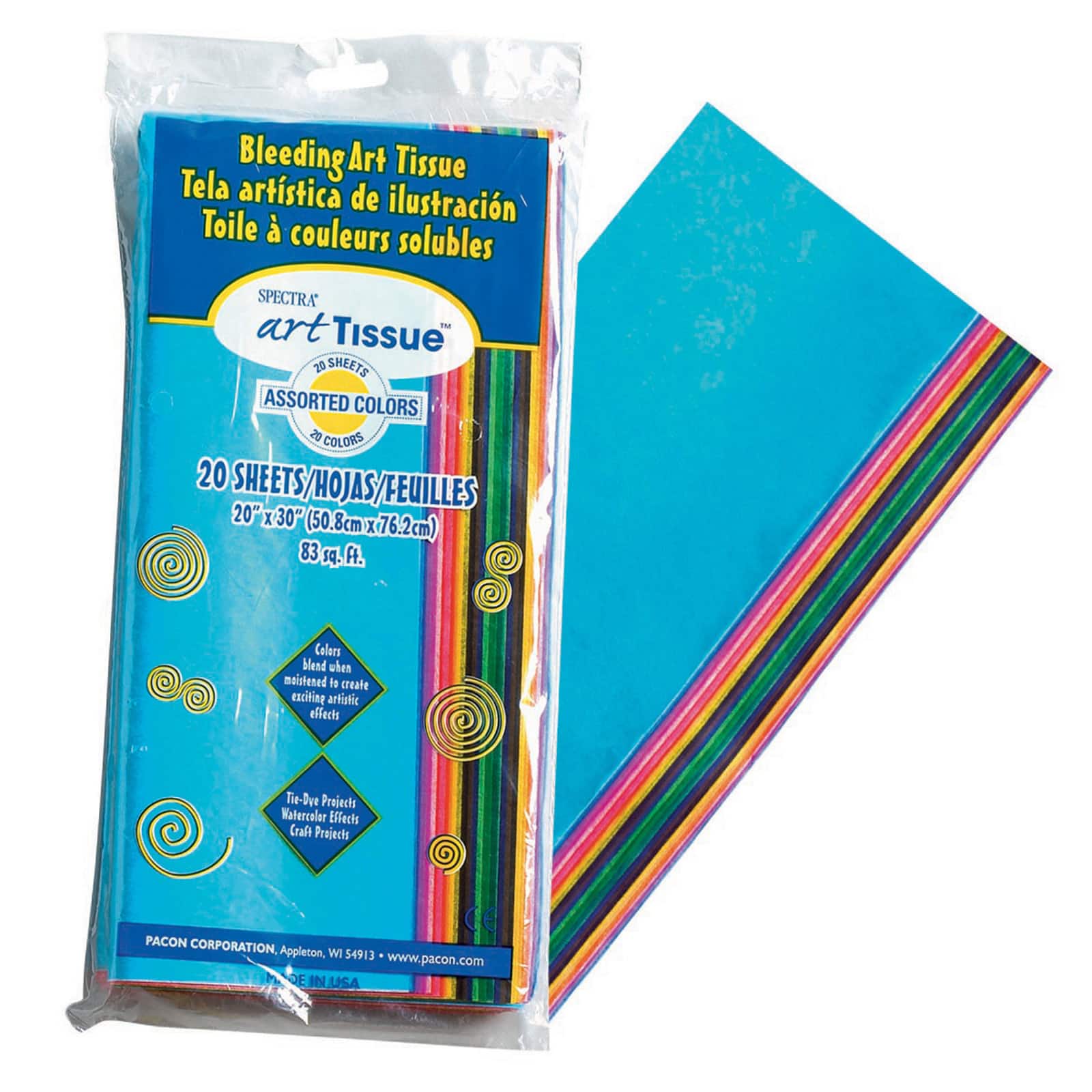 Spectra® Assorted Colors Deluxe Bleeding Art Tissue™, 6 Packs of 20