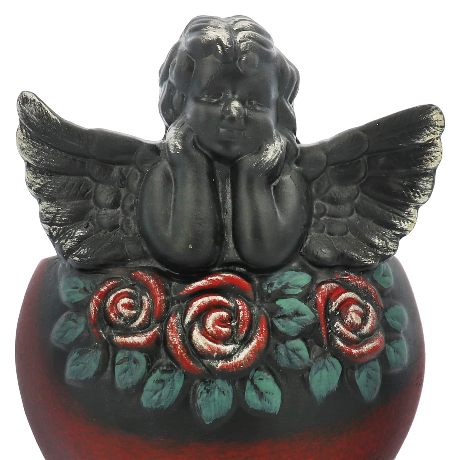 6" Red & Black Ceramic Angel Heart Container by Ashland®