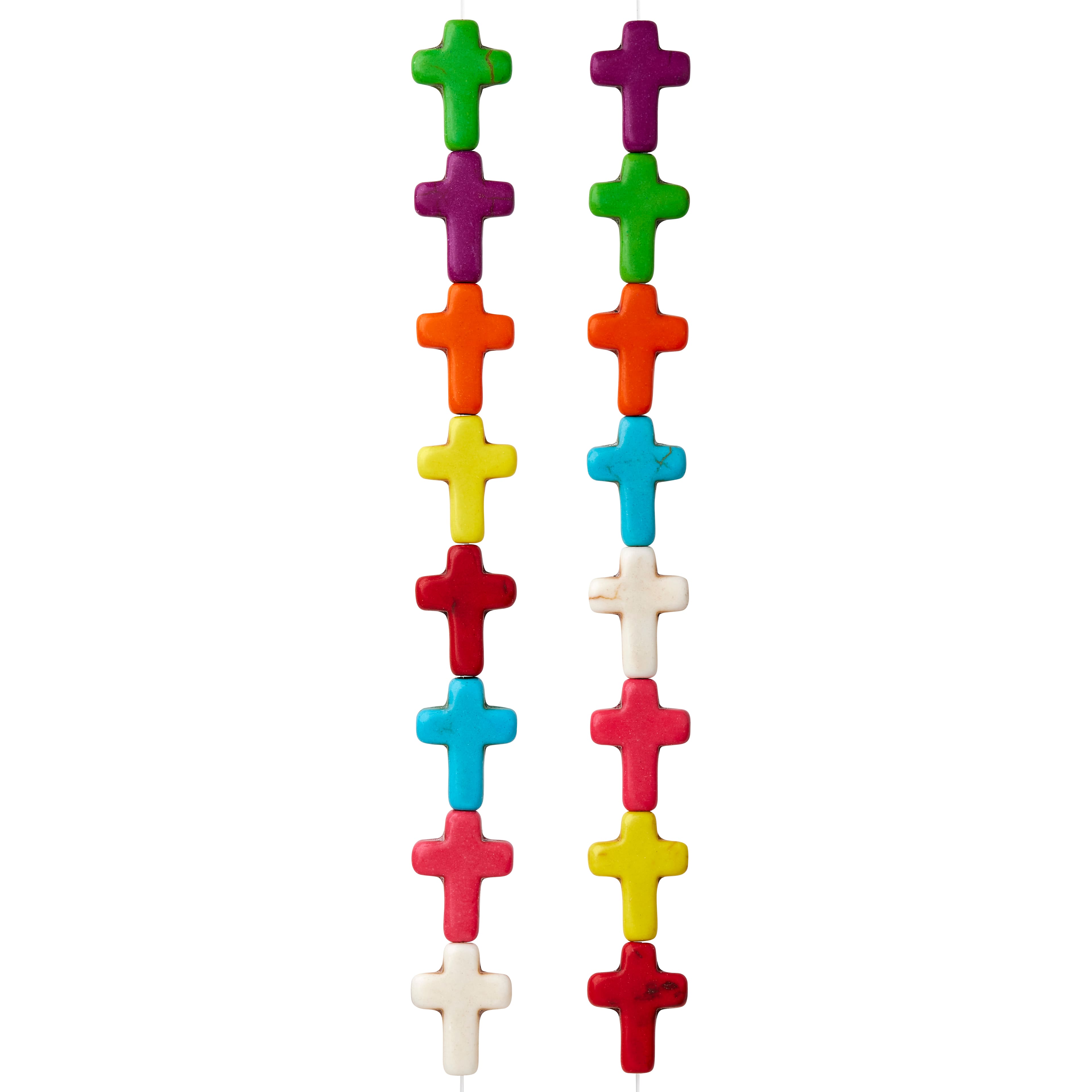 12 Pack: Multicolor Reconstituted Stone Cross Beads, 15mm by Bead Landing™