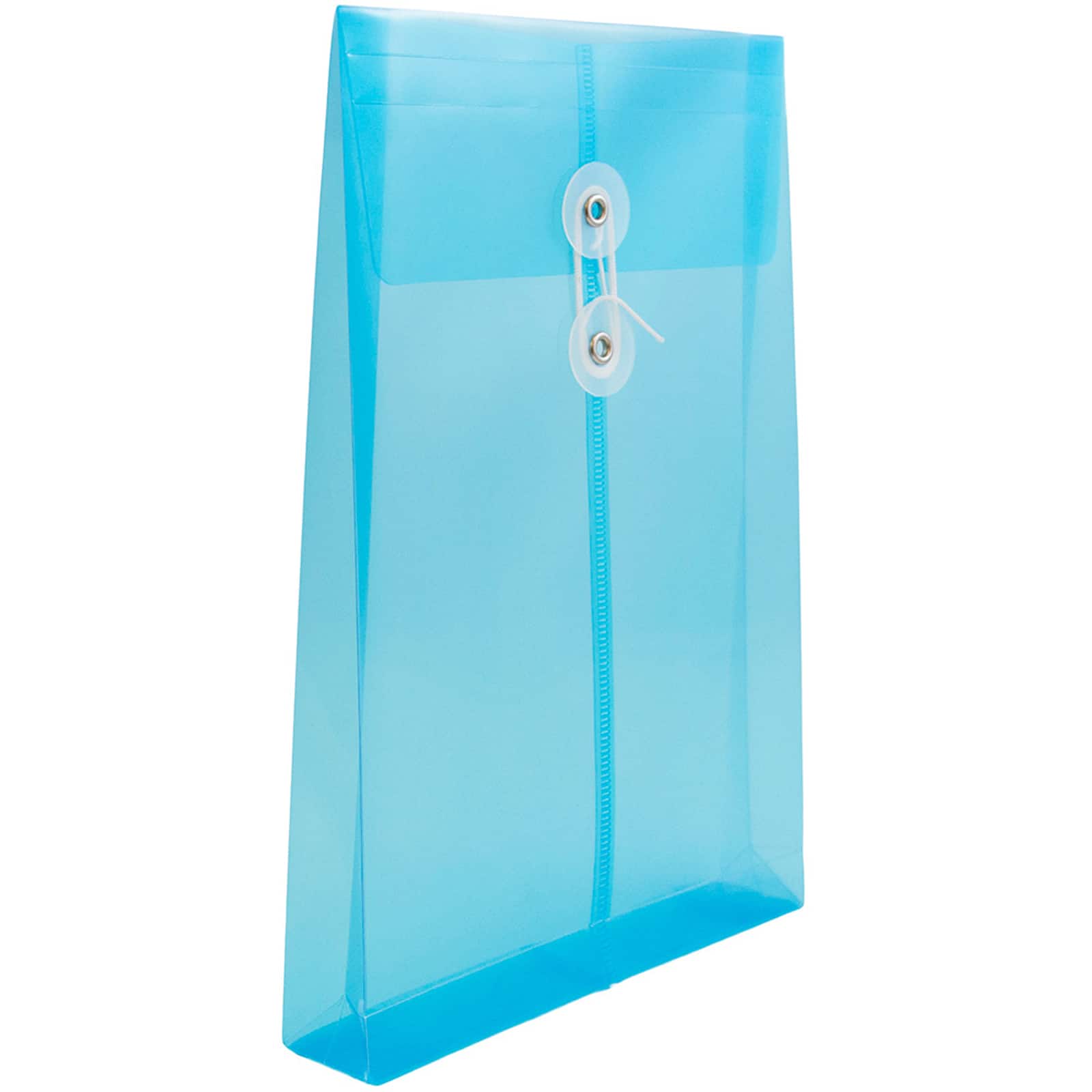 JAM Paper 6.25" x 9.25" Blue Plastic Button String Open End Envelopes, 12ct.