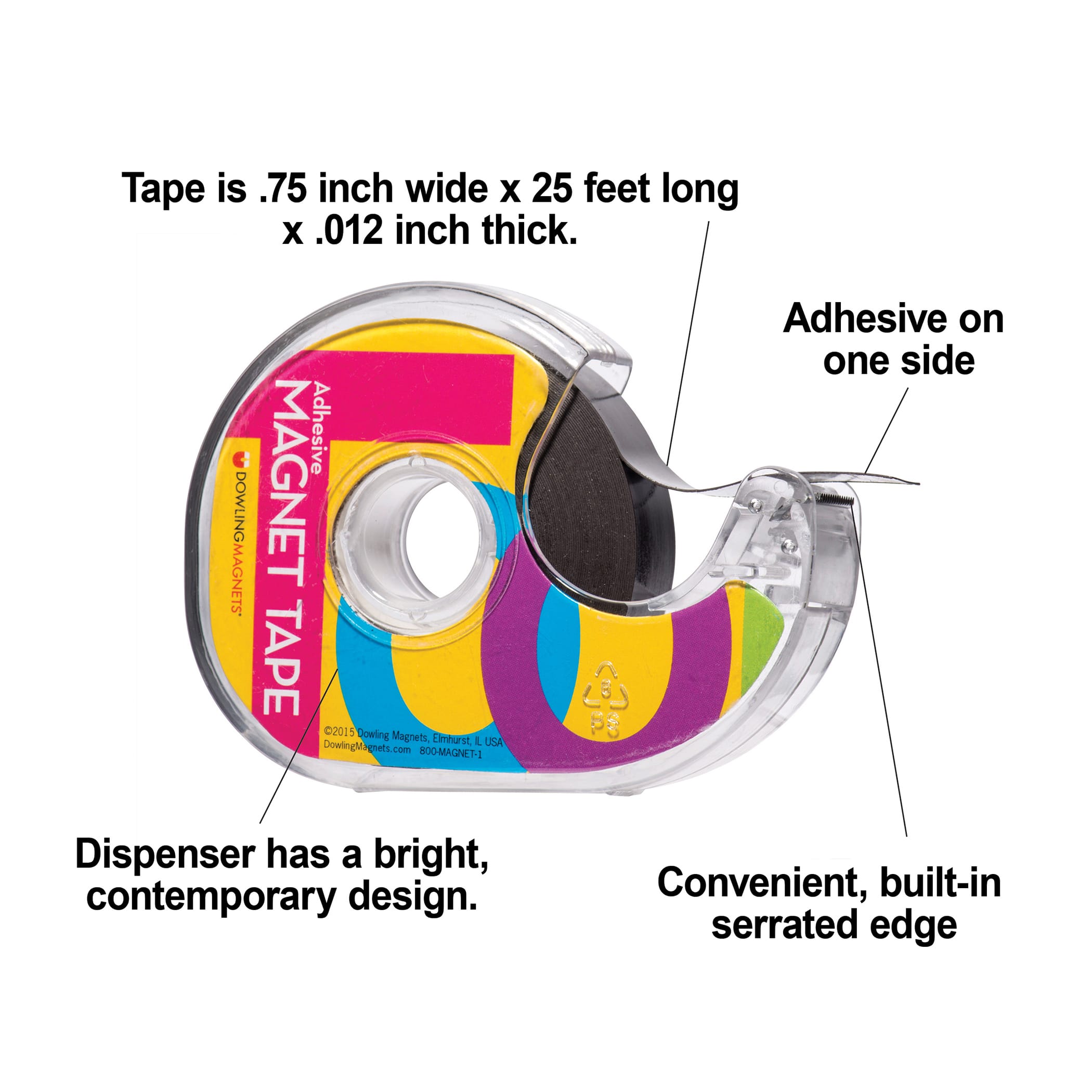 Dowling Magnets® 3/4" x 25ft. Magnet Tape in Dispenser, 3ct.