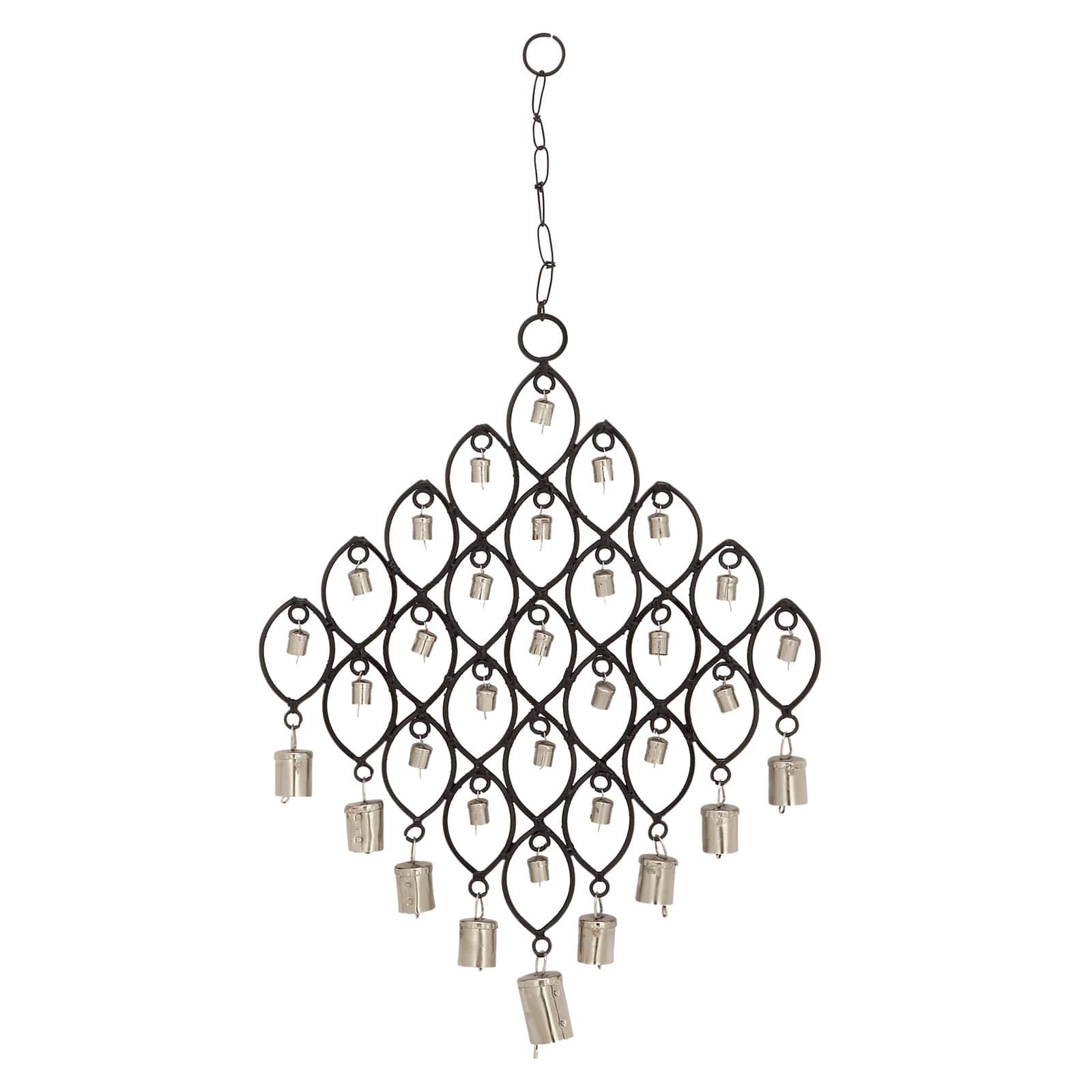 Black Metal Eclectic Windchime, 13" x 1" x 24"