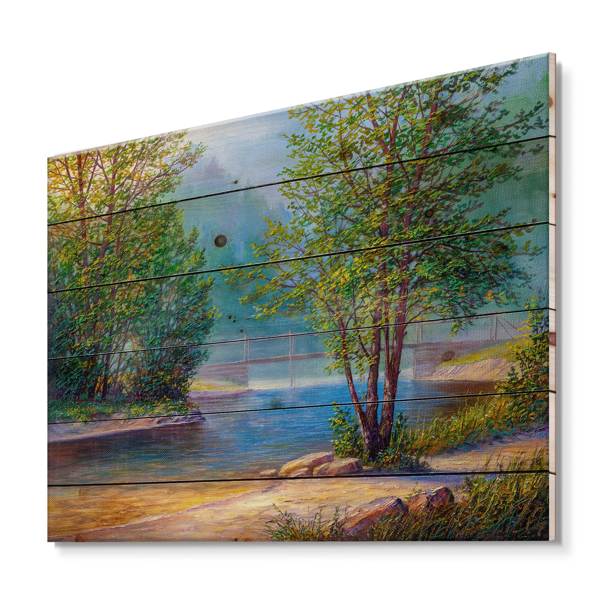 Designart - Green Trees By The Riverside
