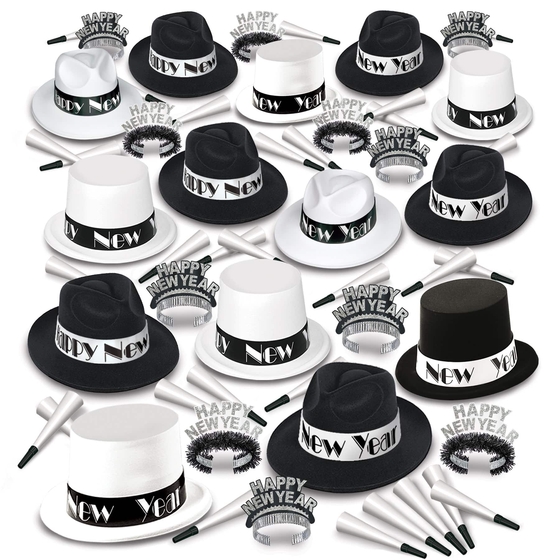 Beistle Black & White New Year Roaring 20's Deluxe Party Favor Kit for 100