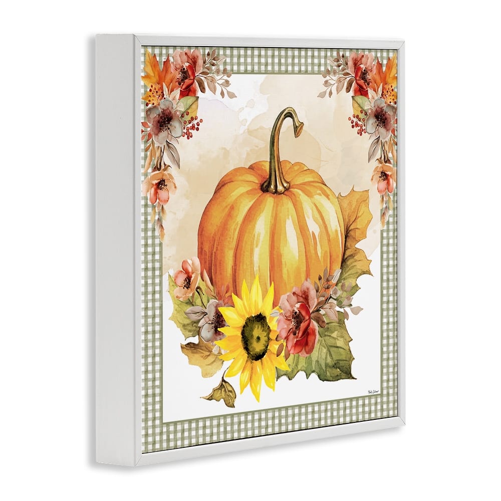 Stupell Industries Pumpkin with Flower Accent Framed Giclee Art