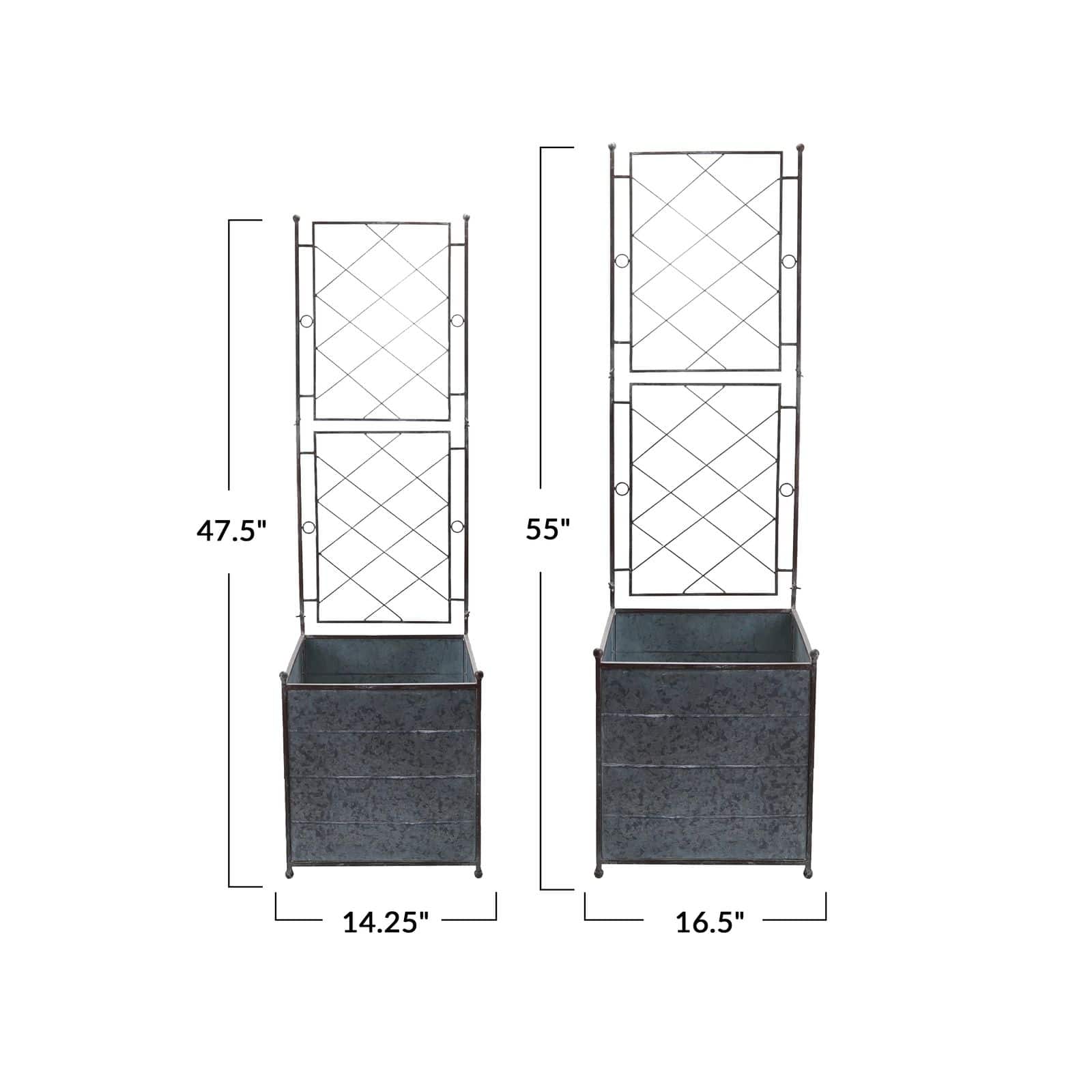 Hello Honey® Galvanized Metal Planters with Trellis, 2ct.
