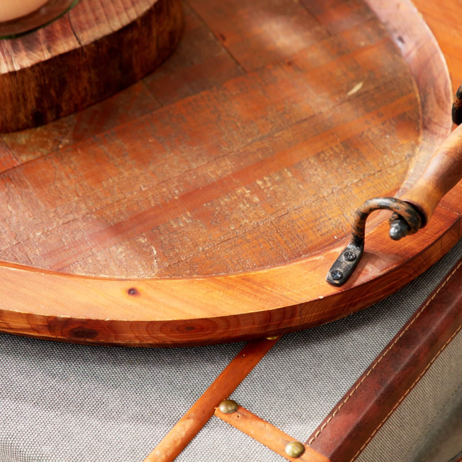 29" Natural Brown Wood Rustic Tray