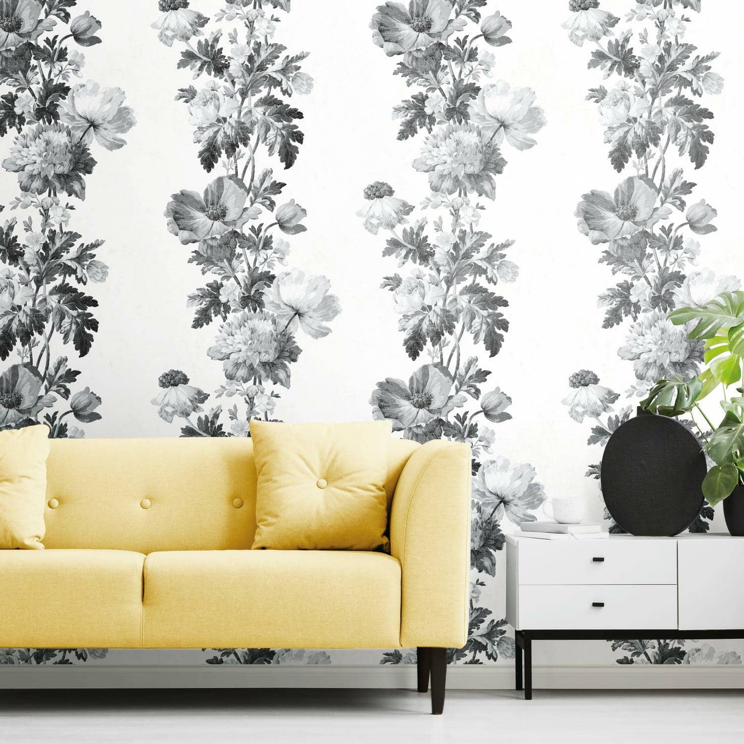 RoomMates Watercolor Floral Stripe Peel & Stick Wallpaper