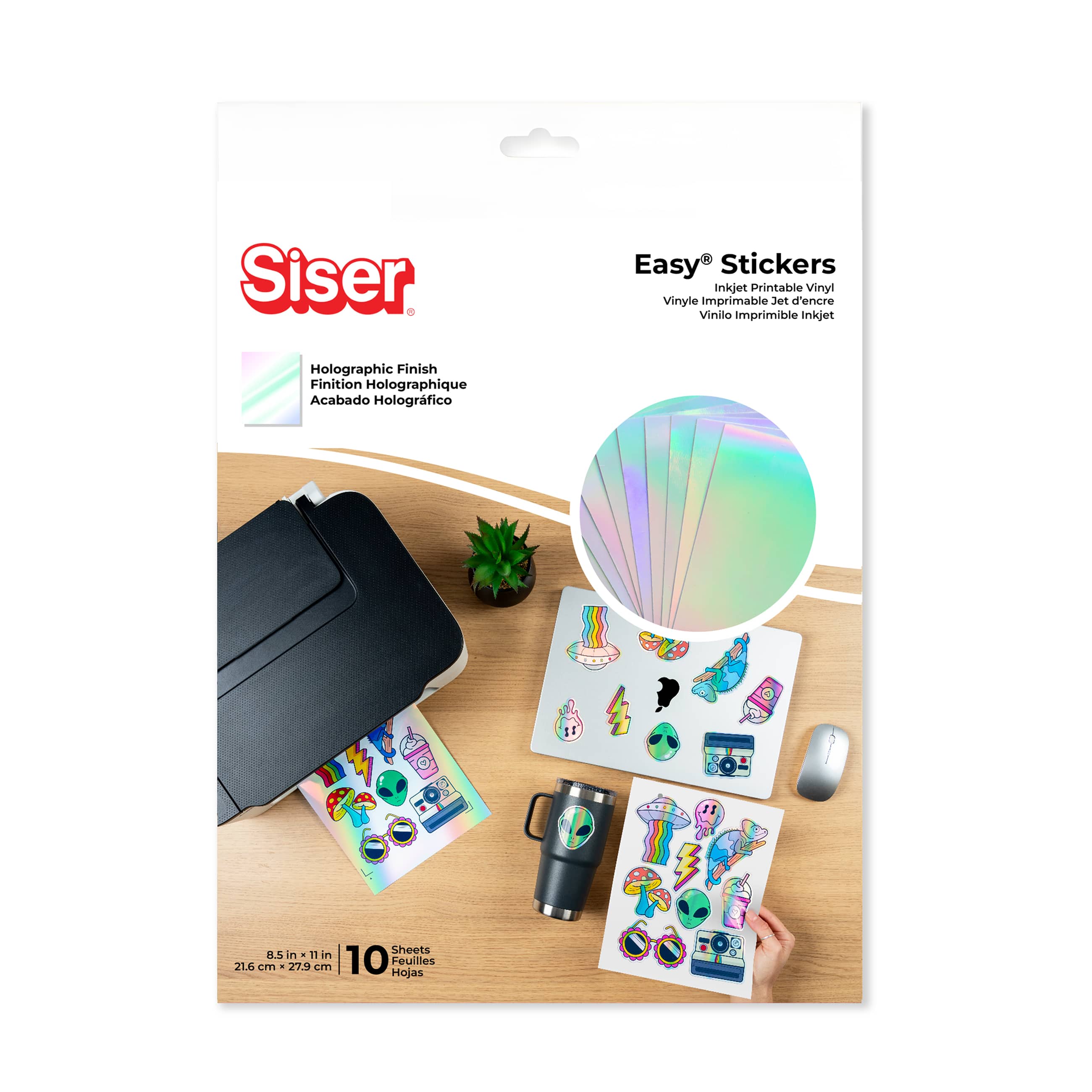 Siser® Easy® Stickers 8.5" x 11" Holographic Inkjet Printable Vinyl Sheets, 10ct.