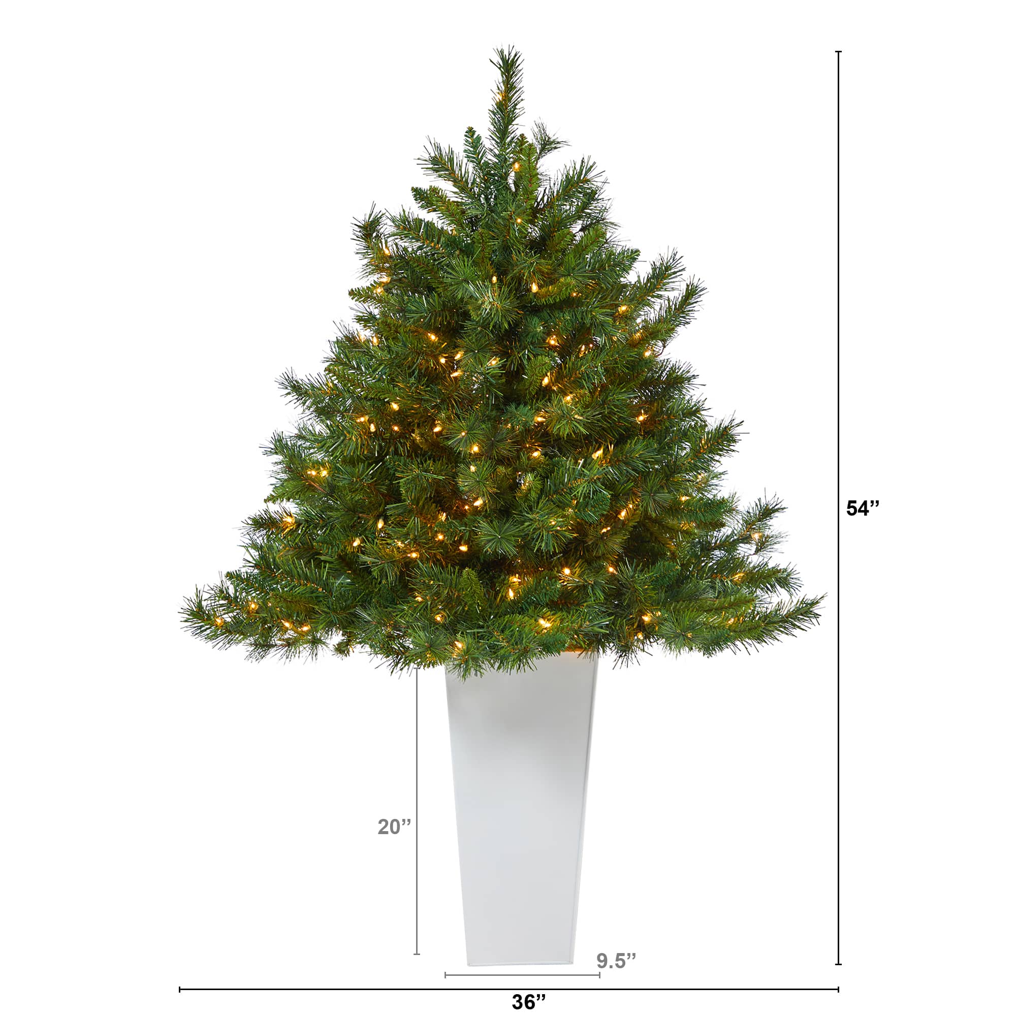 4.5ft. Pre-Lit Wyoming Mixed Pine Artificial Christmas Tree in Tower Planter