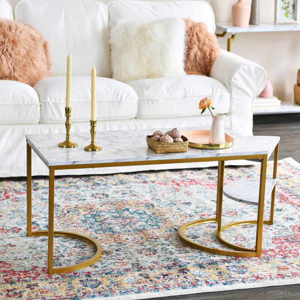 Household Essentials 18" 2-Tier Half Moon End Table