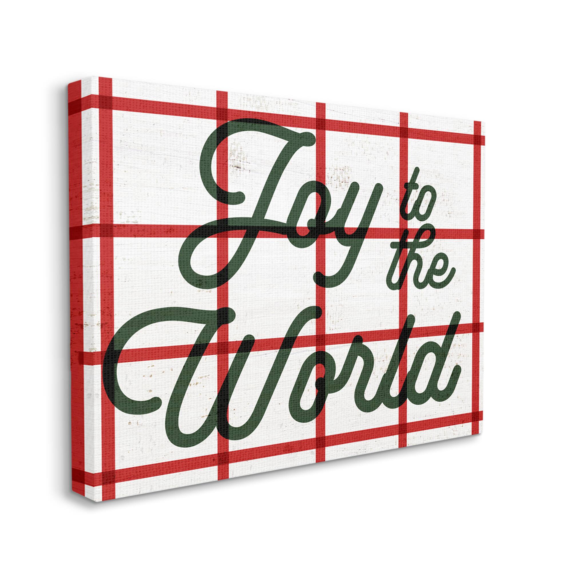 Stupell Industries Joy To The World Tartan Phrase Canvas Wall Art