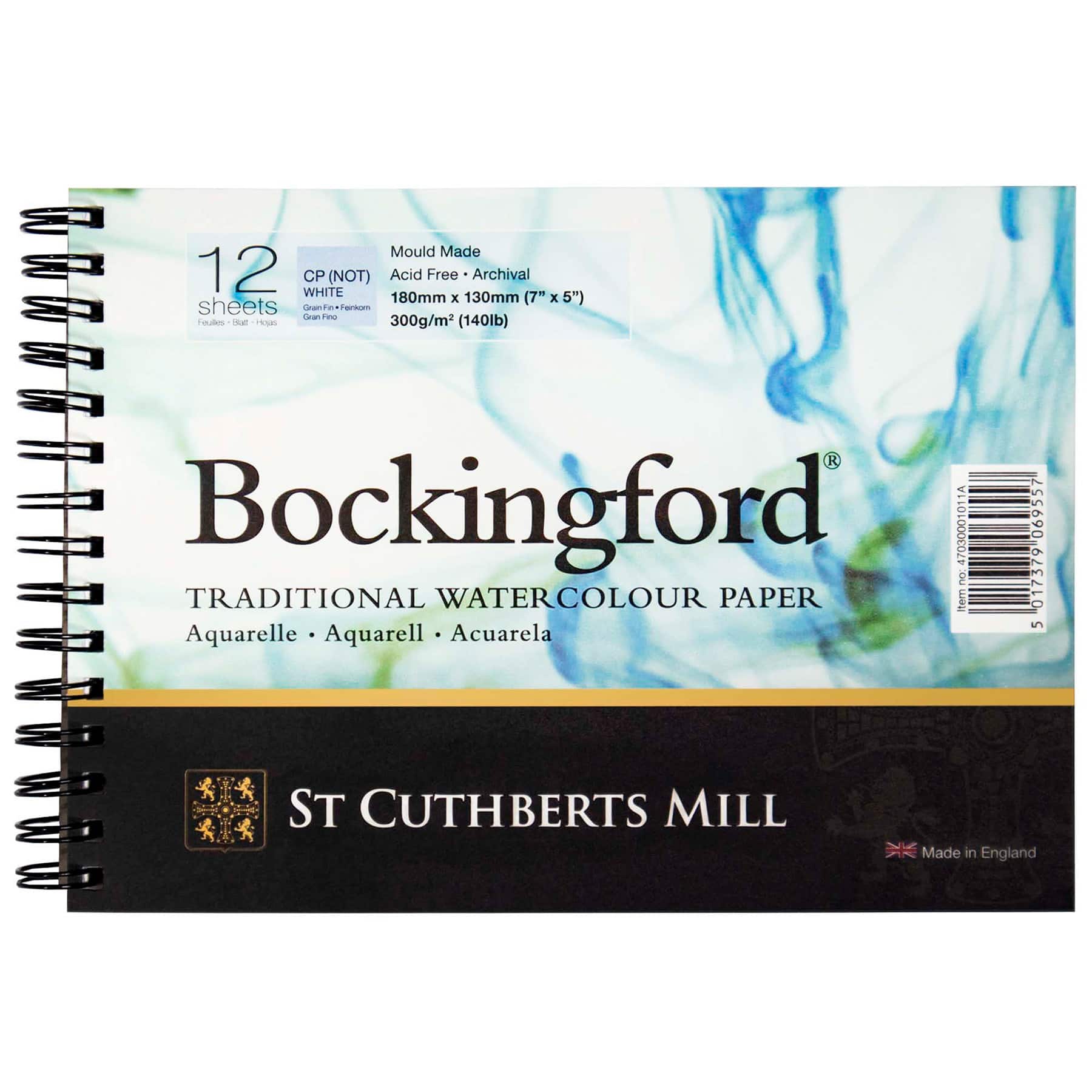 Bockingford® White Cold Pressed Spiral Binding Watercolor Pad, 12 Sheets