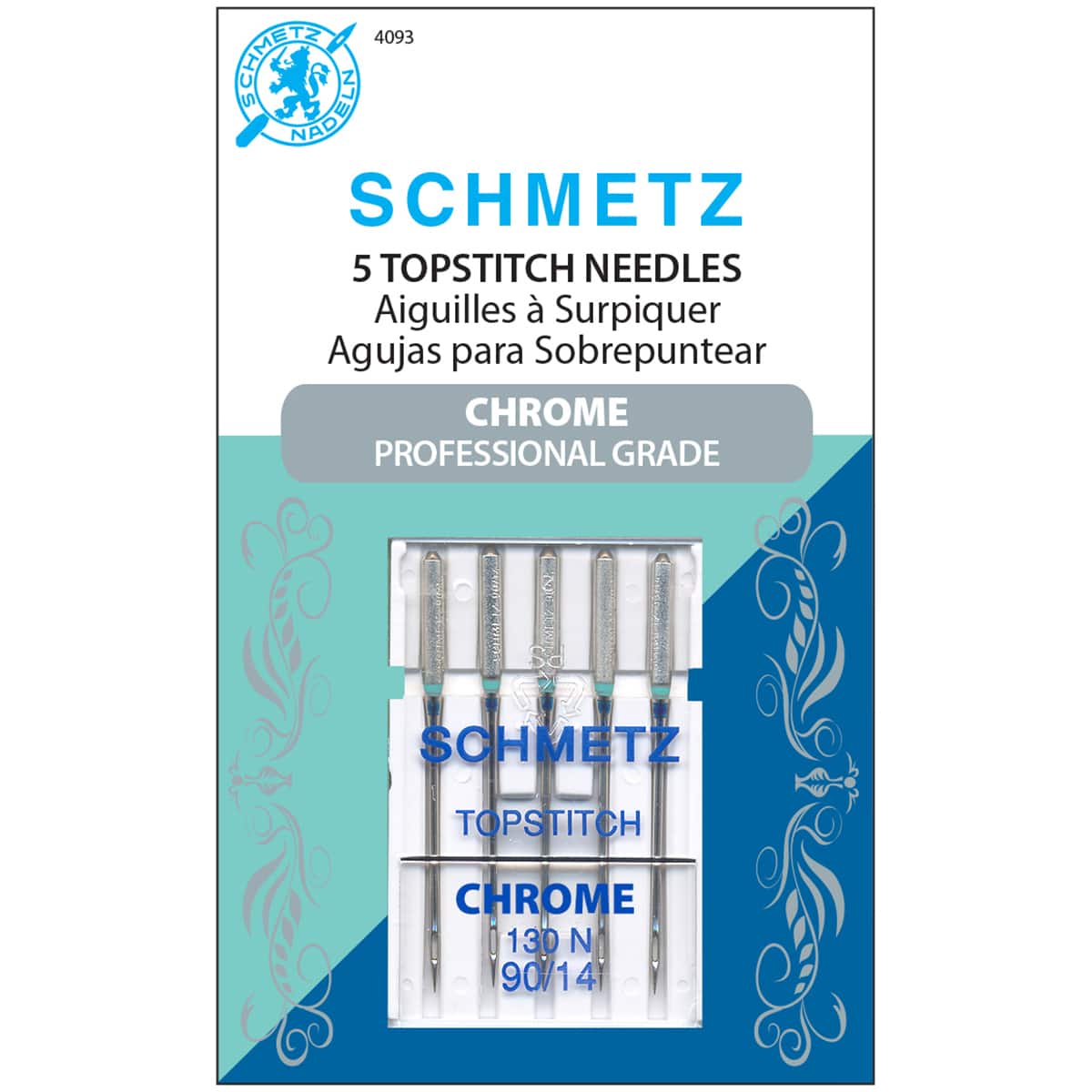 Euro-notions Schmetz Chrome Topstitch Machine Needles, 90/14 5ct.